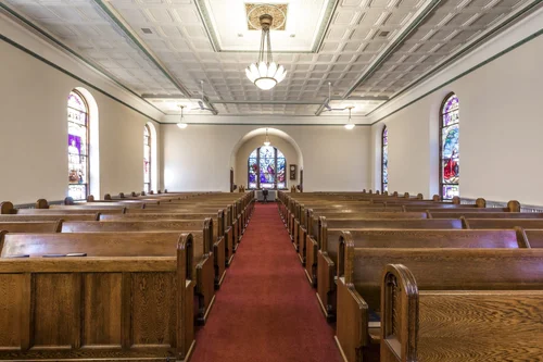 The center aisle of the sanctuary
