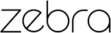 The word 'zebra' written in black, lowercase letters.