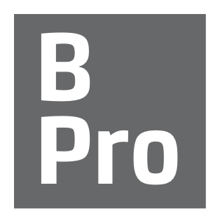 Gray background with white text reading "B Pro"