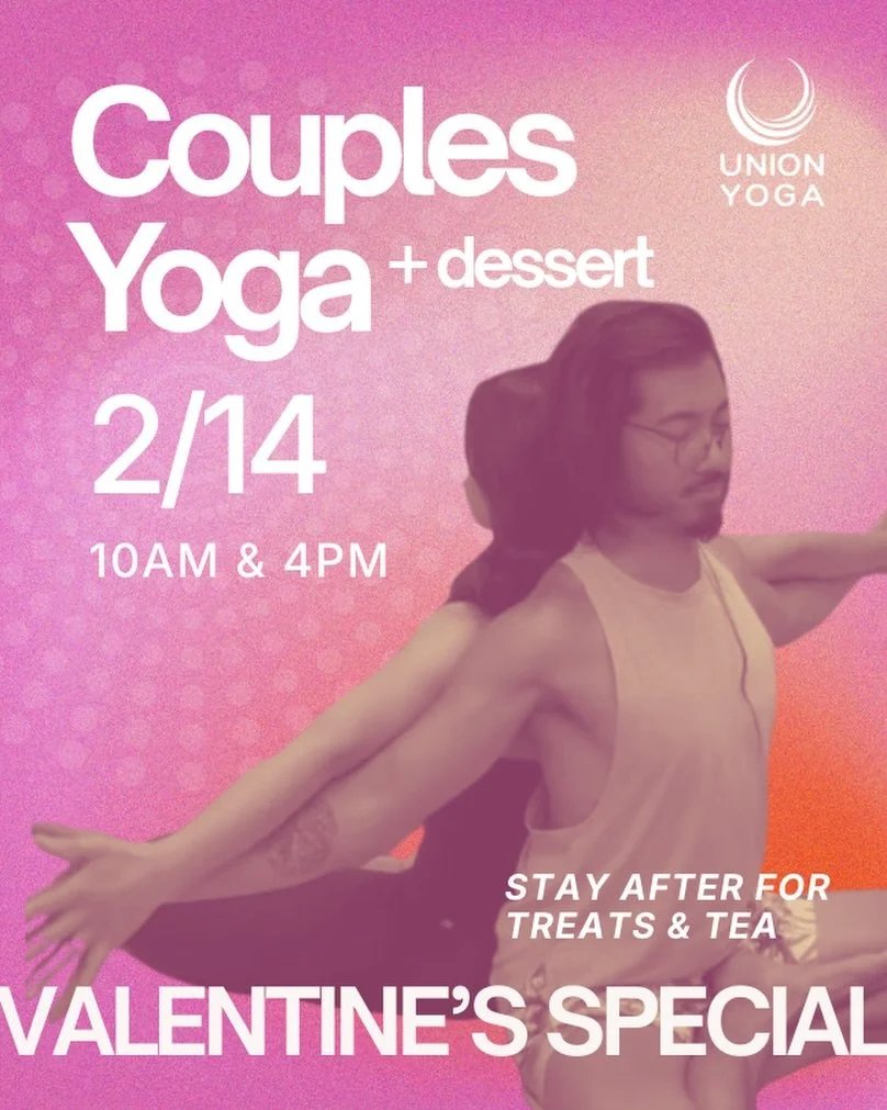 💌 This Valentine&rsquo;s Day, try something different: a yoga workshop designed just for couples. Join Rex and Annela, Union Yoga co-owners and real life couple, for an experience that&rsquo;s both intimate, gentle and playful. And yes, there will b