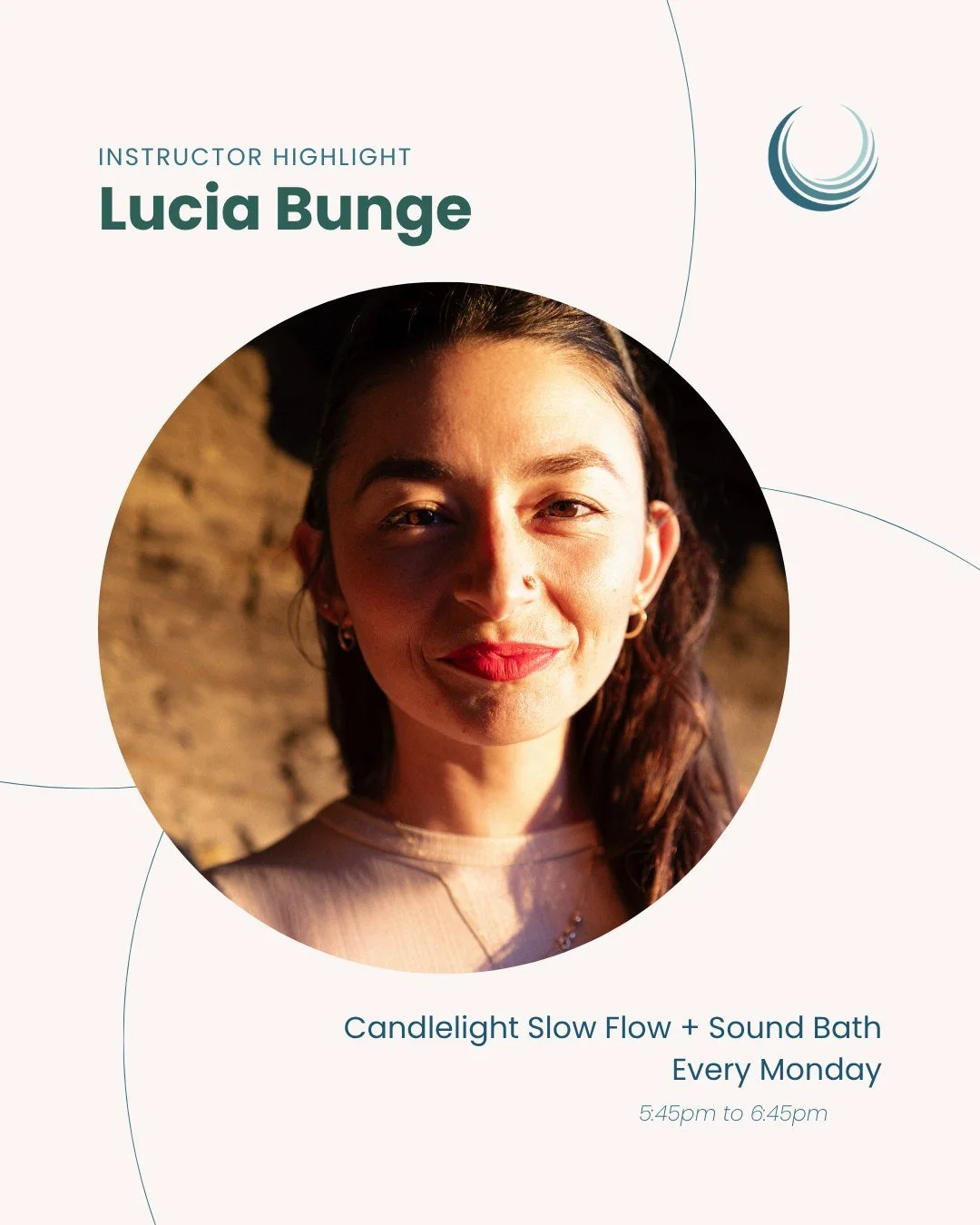 Meet Luc&iacute;a! Yoga teacher, writer, and Clinical Psychologist with roots in Argentina and the Dominican Republic.

Her classes are grounding and soulful, thoughtfully designed to help students reconnect with themselves. Whether she's guiding you
