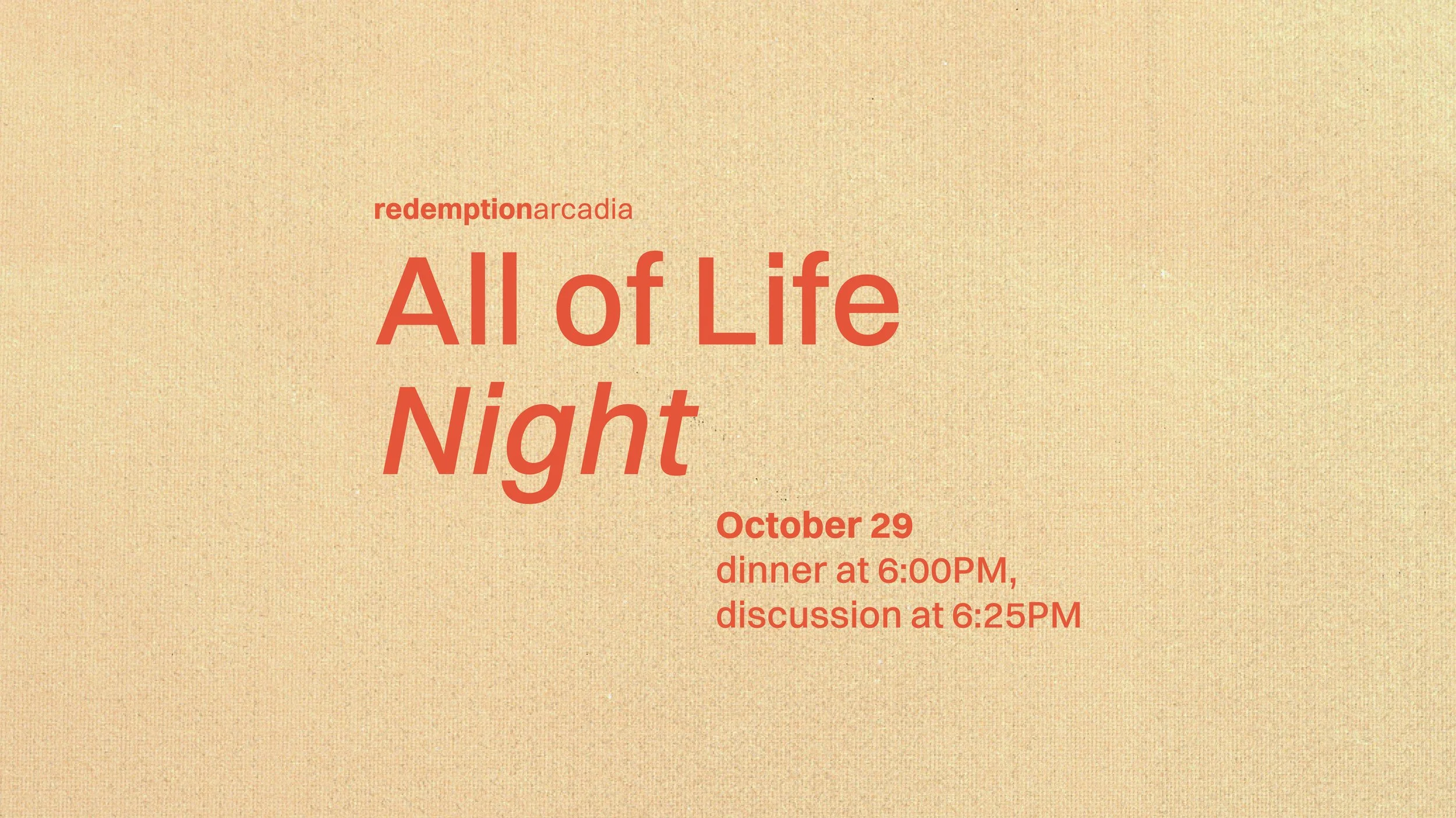 Redemption Arcadia - All Of Life Night