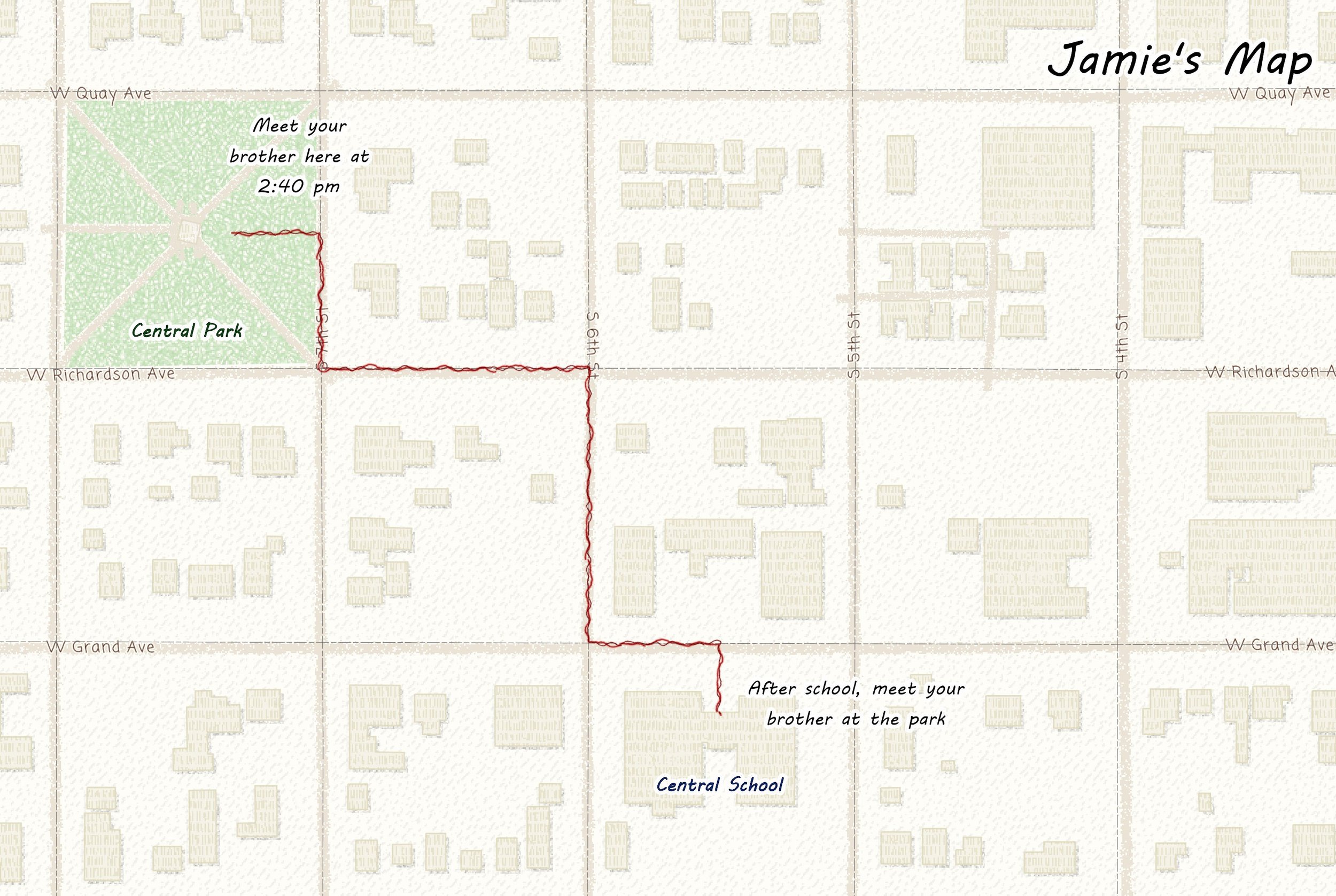 Children's after school location and route