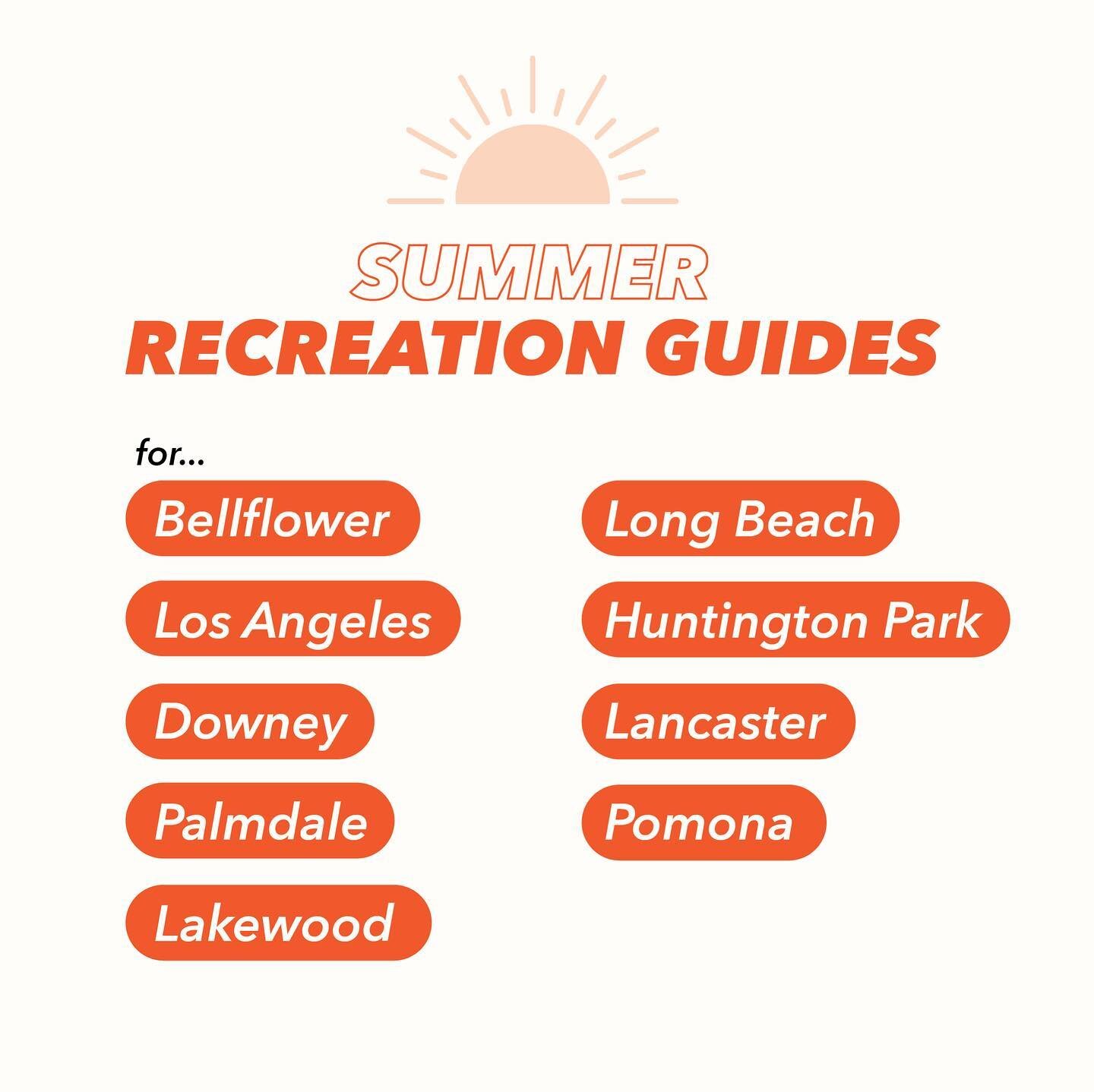 Looking for no/low-cost summer activities? We&rsquo;re sharing some local summer parks &amp; recreation guides in LA County. Free activities range from arts and crafts to soccer and swimming. Click the link in our bio to access the guides!

If you ha