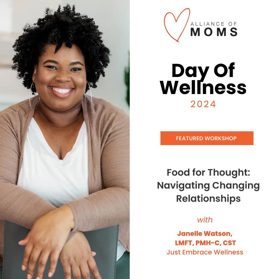 🤔 Food for Thought: Relationships are always evolving! Learn to navigate those changes with partners, family &amp; friends in this workshop led by Janelle Watson, LMFT, PMH-C, CST, at our Day of Wellness event! #DayofWellness2024