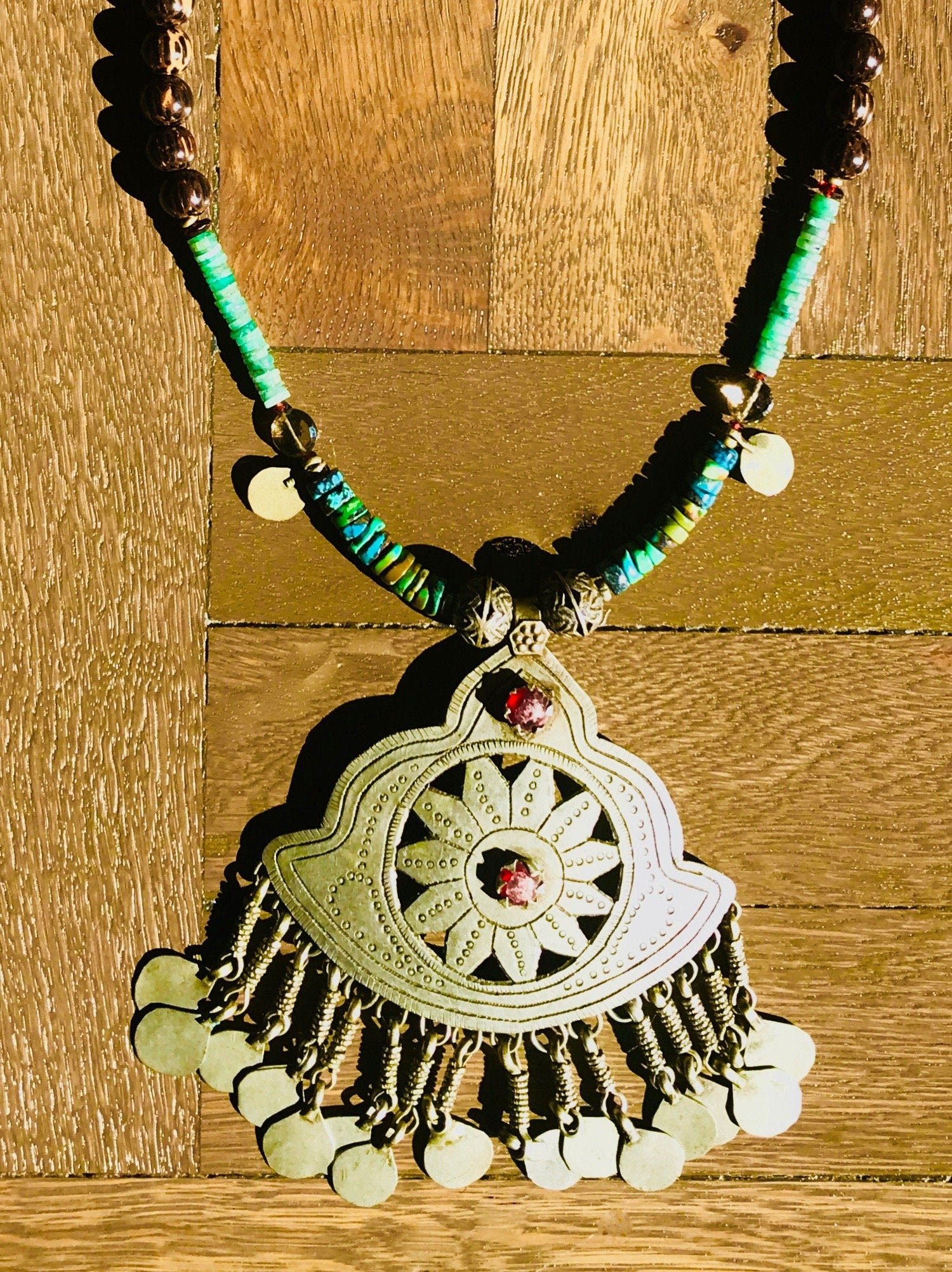 LAKE Statement Necklace Top View Up Close