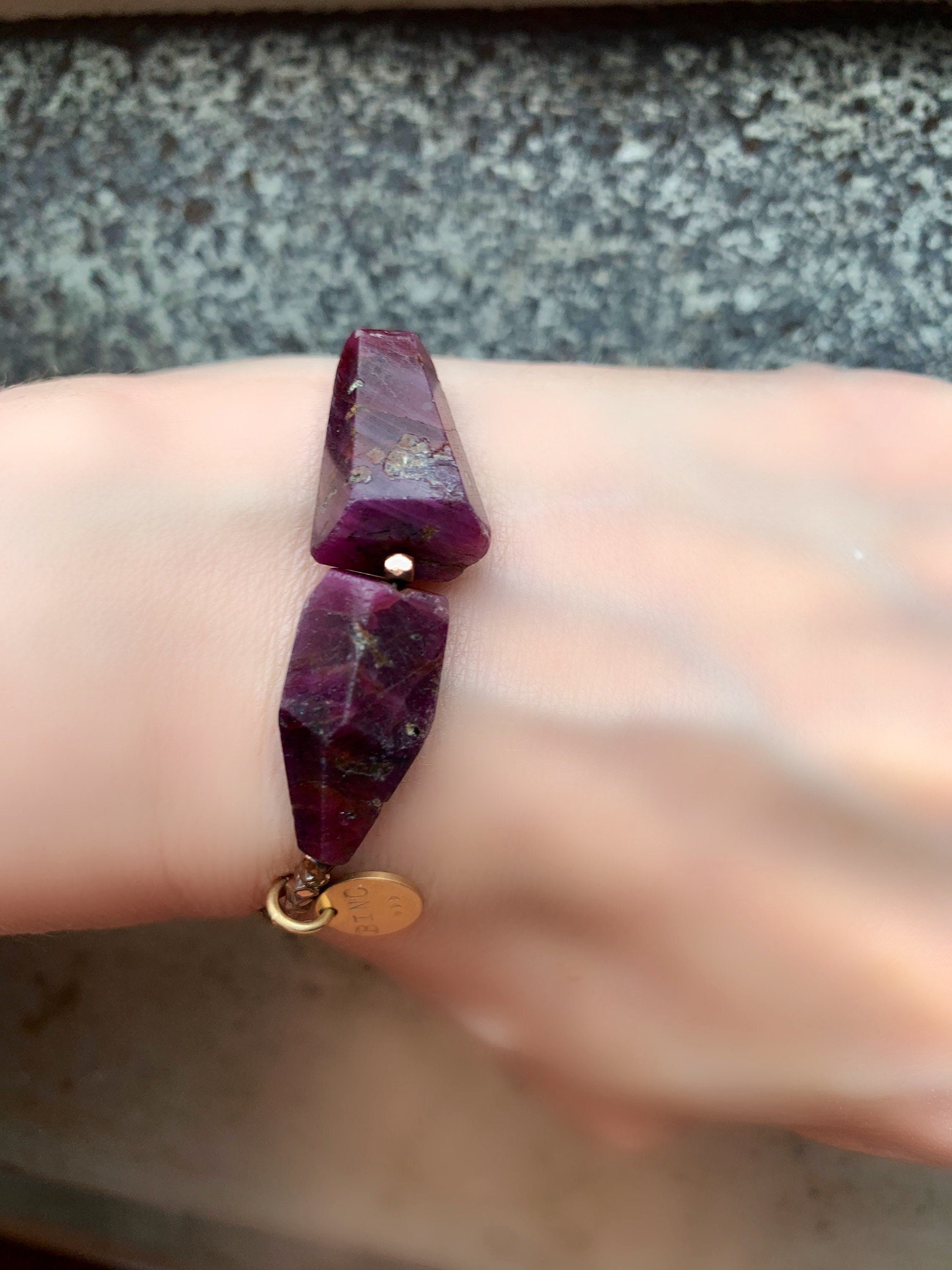 AURORA Ruby Bracelet Close Up On Wrist