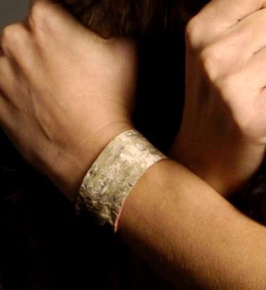 ROWAN Cuff of Birch Bark Close Up View On Wrist