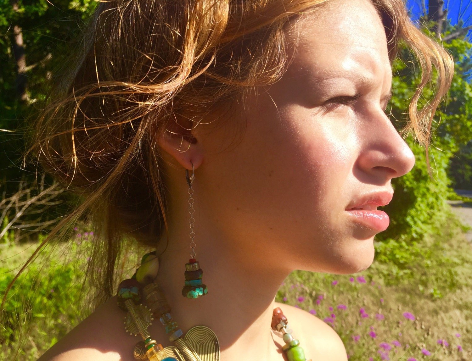 KENNEDY Earrings Side View Of Model Wearing