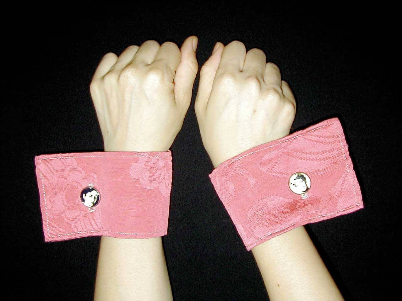 DREW French Cuff Set Pink On Wrists Top View
