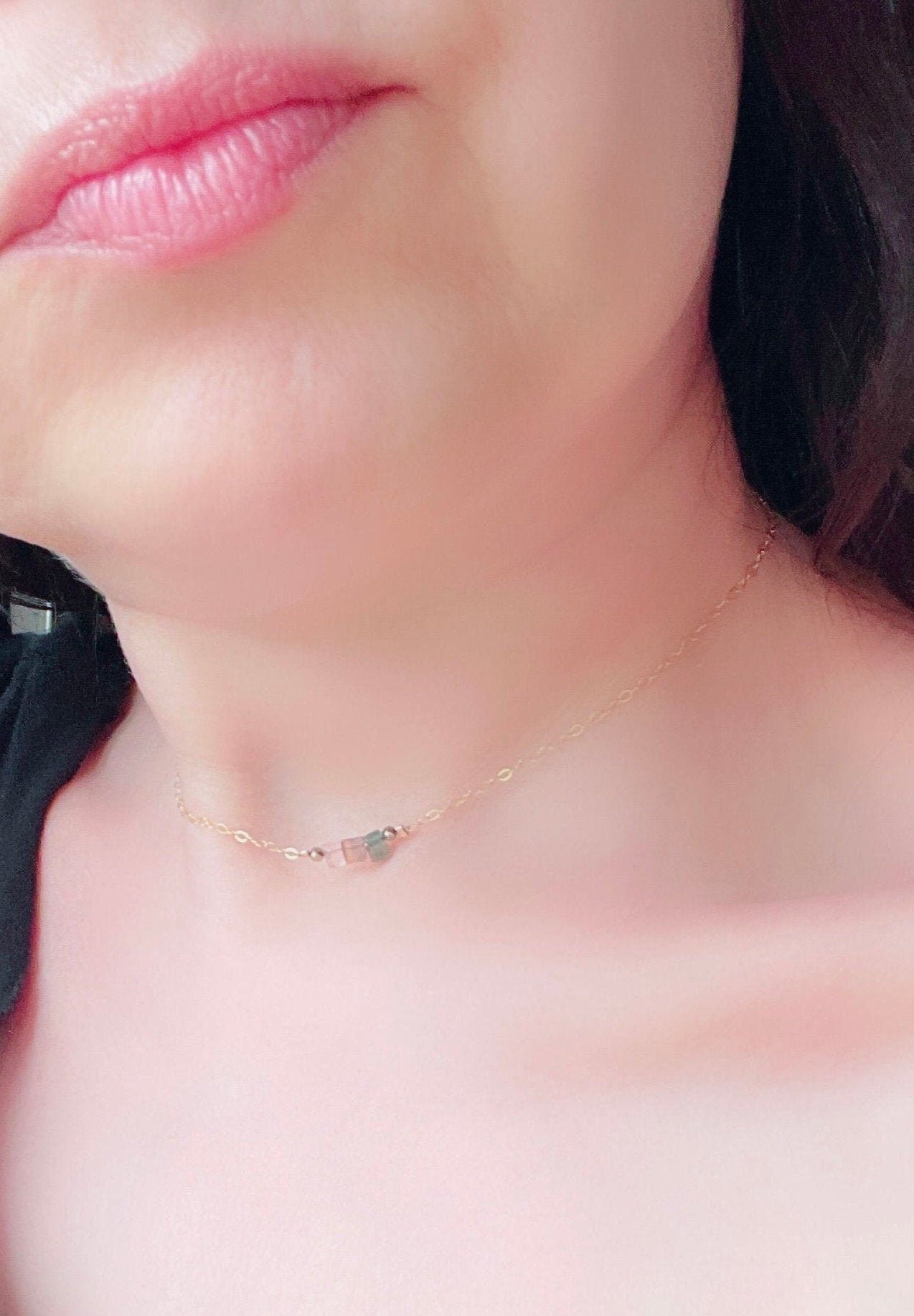 ELOISE Necklace Model Wearing Close Up