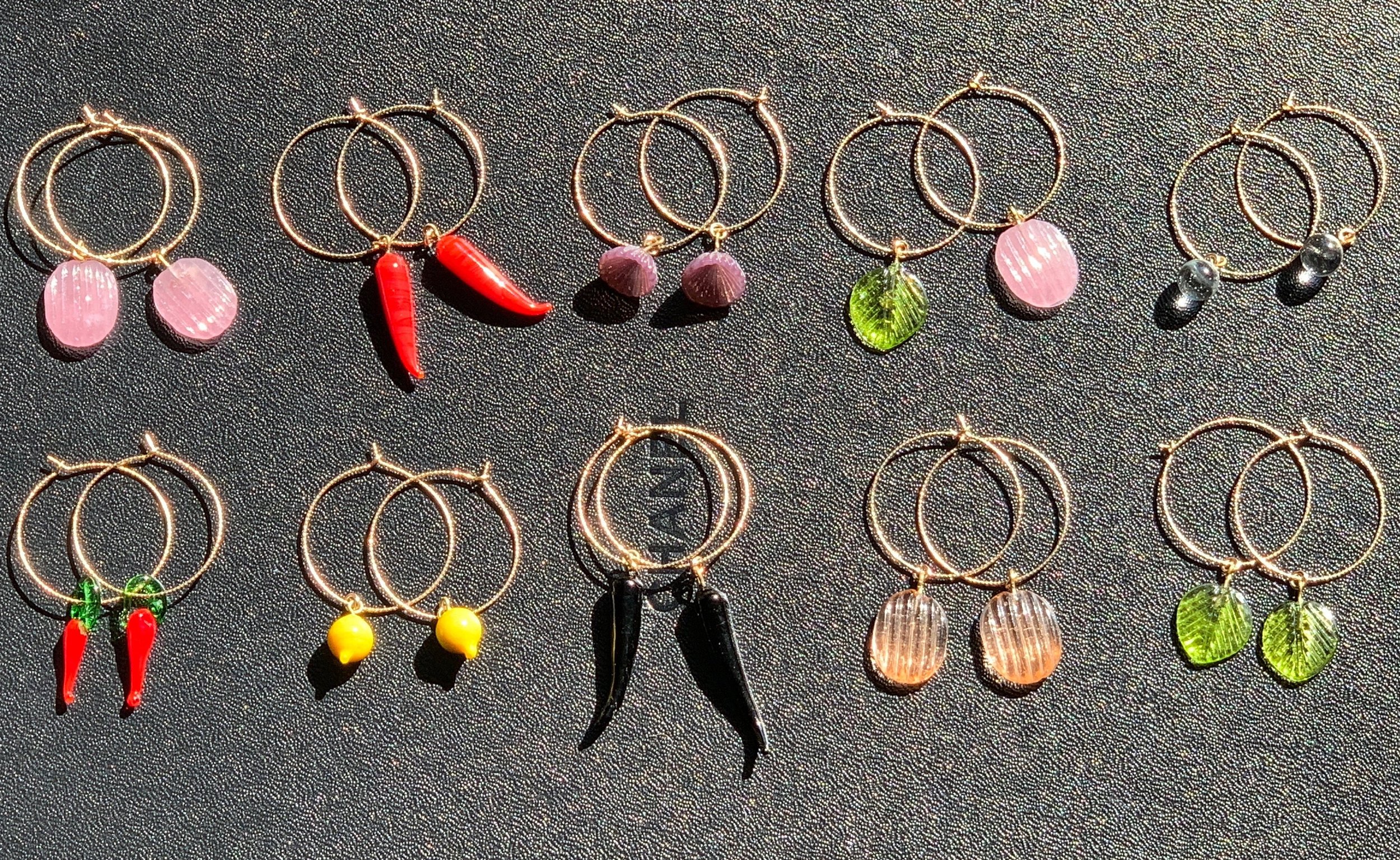 FRUIT HOOPS Necklace/Wrap Bracelet Combo Charms Choices