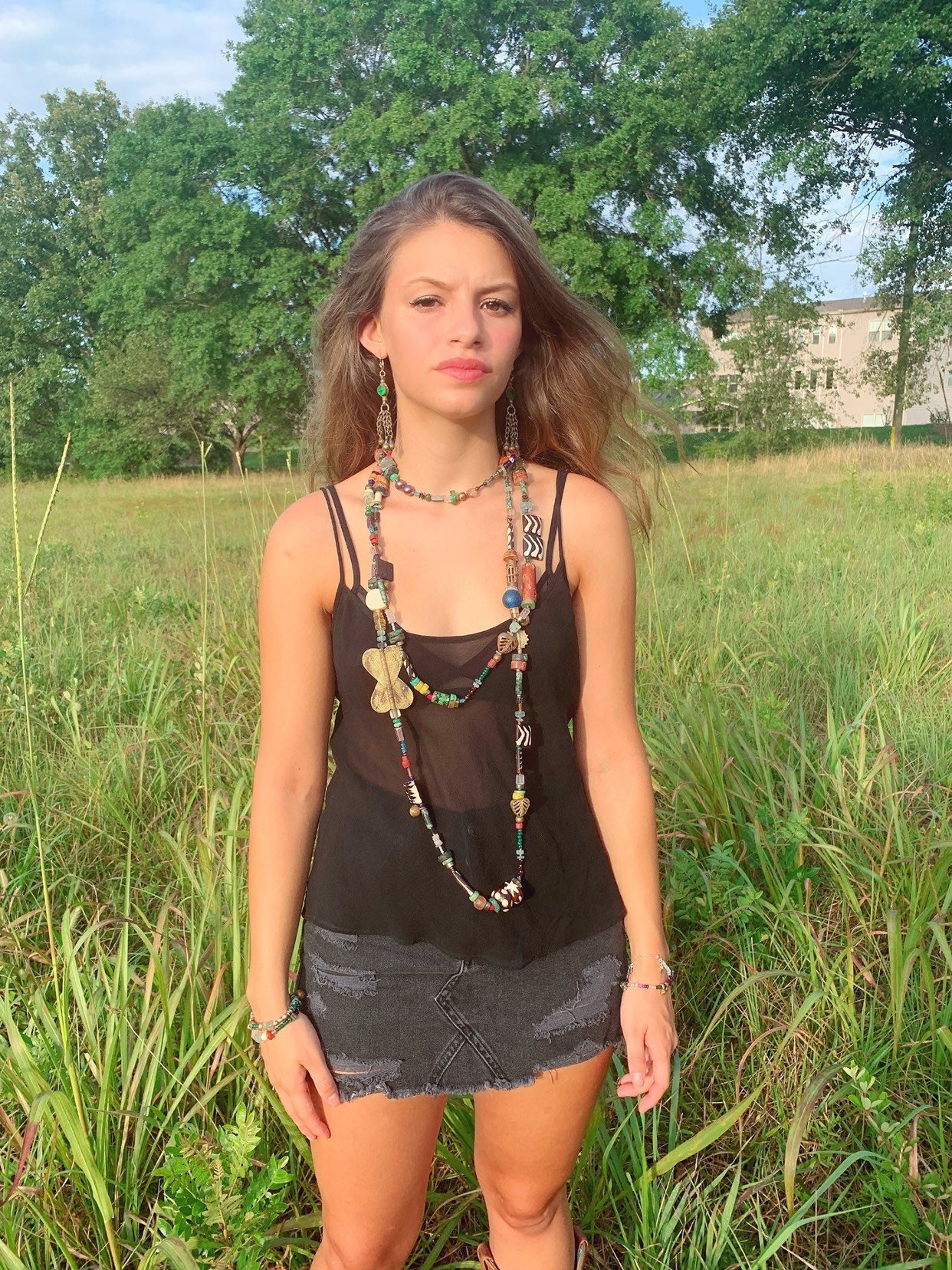 SAGE Neck Wrap Necklace Model Wearing