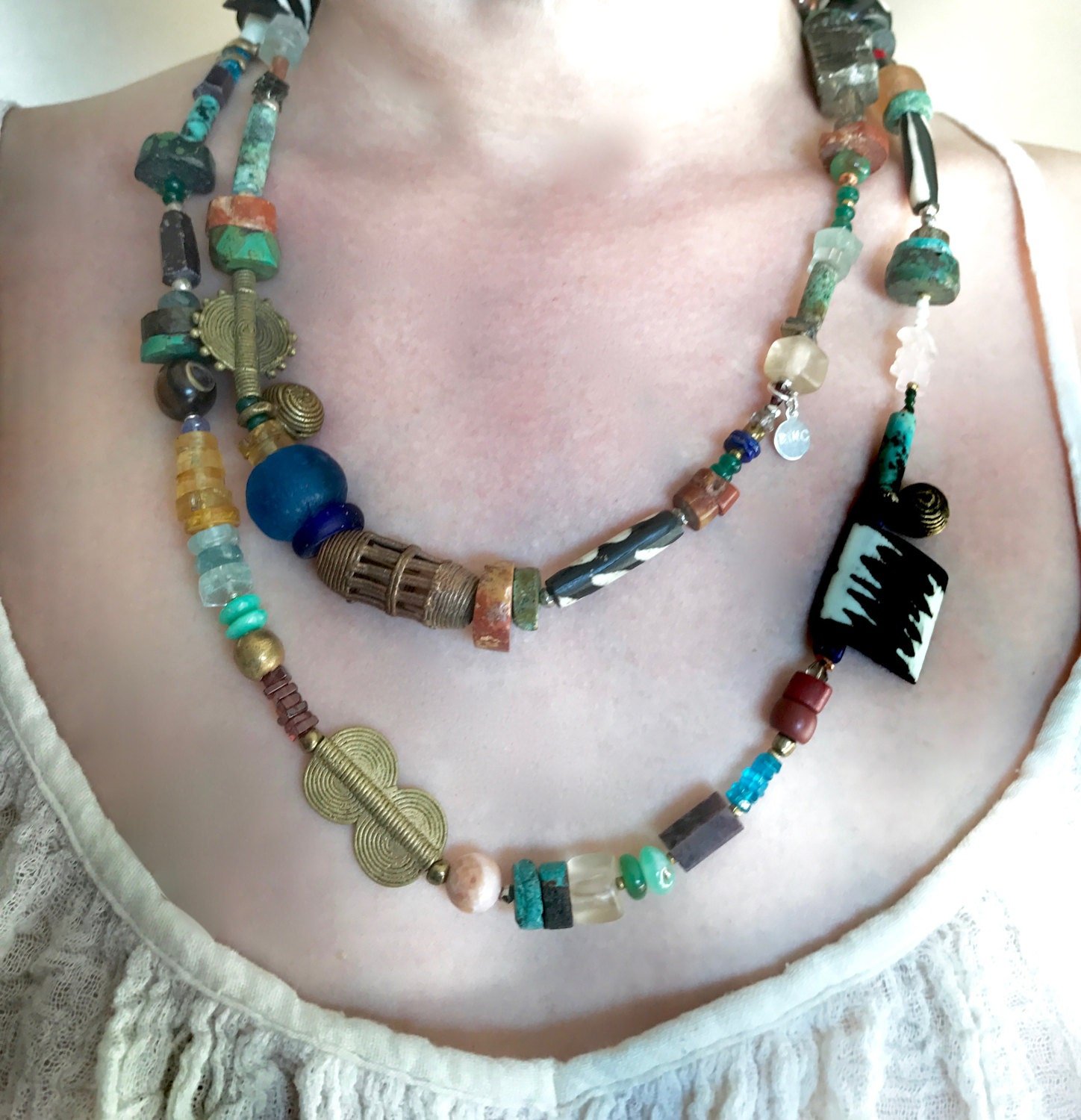 SAGE Neck Wrap Necklace Model Wearing Close Up