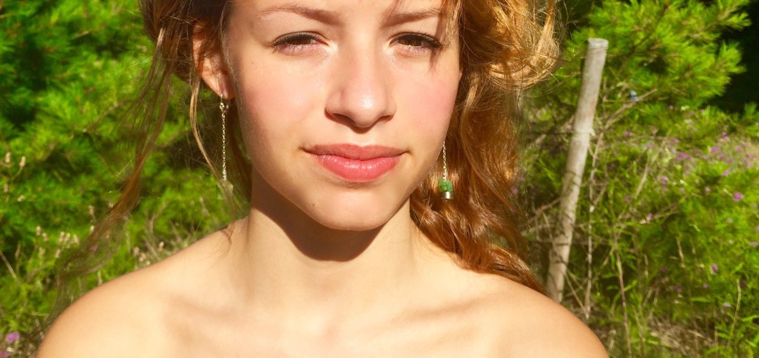 SHELBY Dangle Earrings Model Wearing Up Close