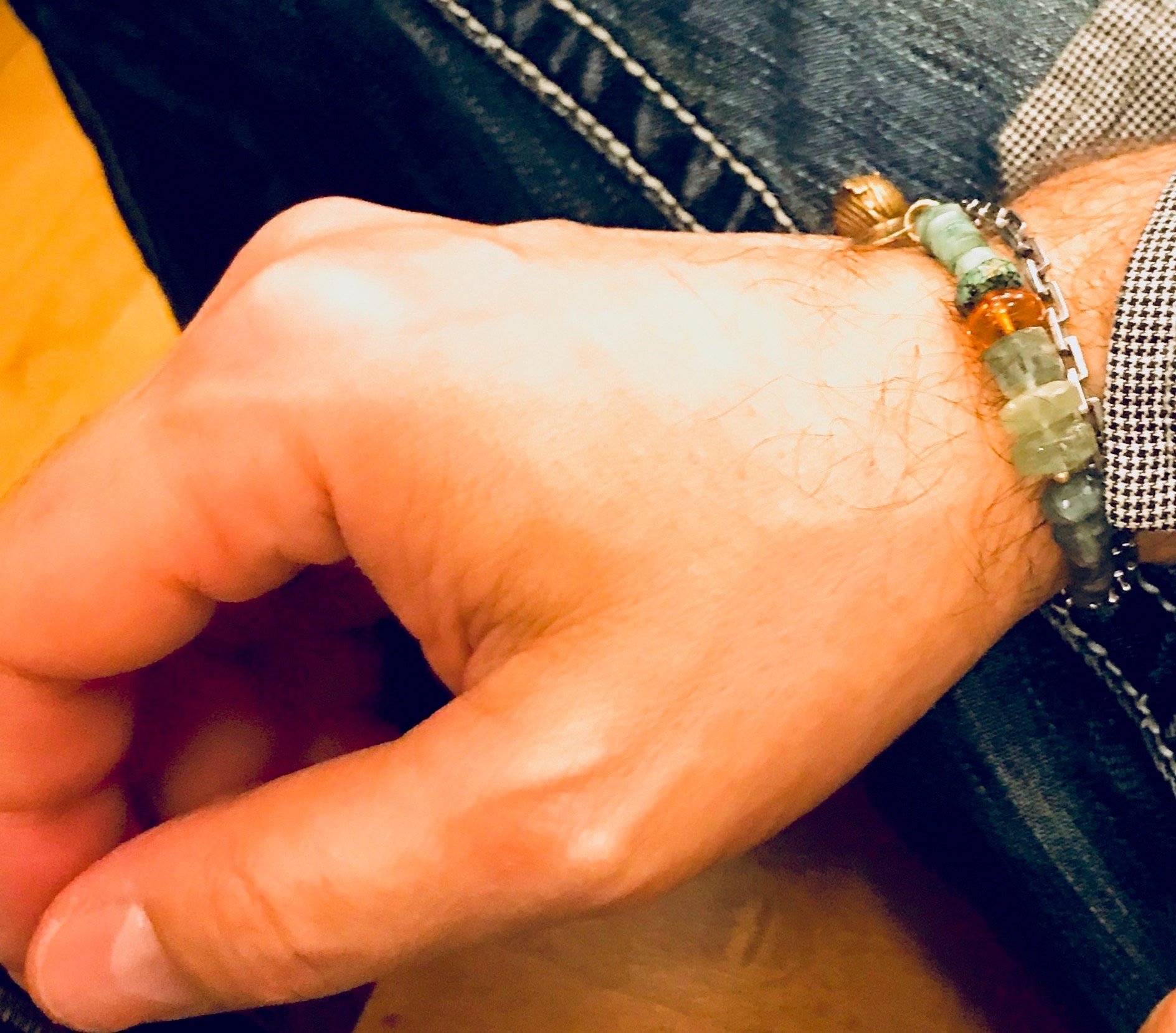BAE Beaded Bracelet Model Wearing Up Close