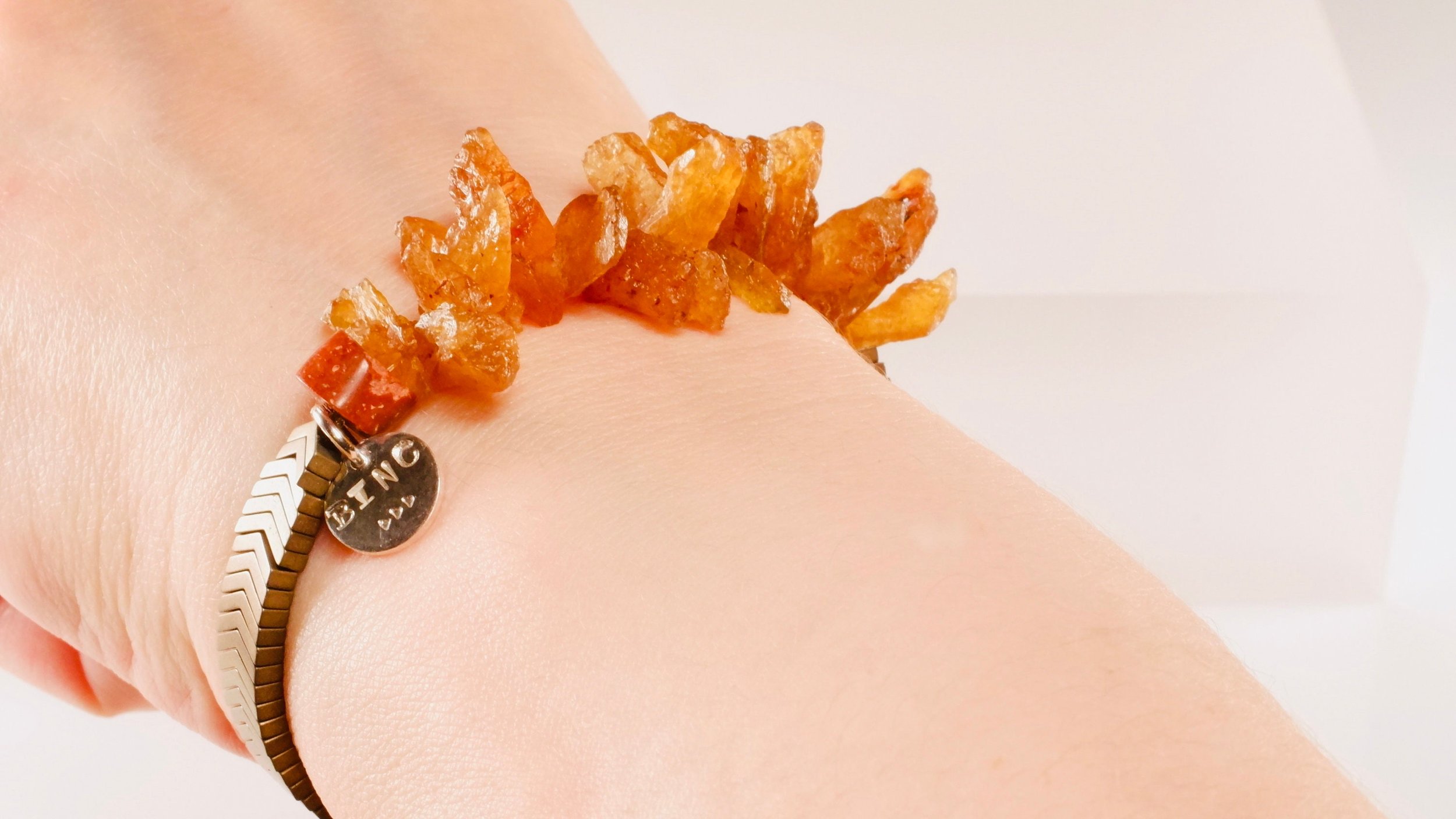 LUCHIA Jeweled Bracelet On Wrist Close Up