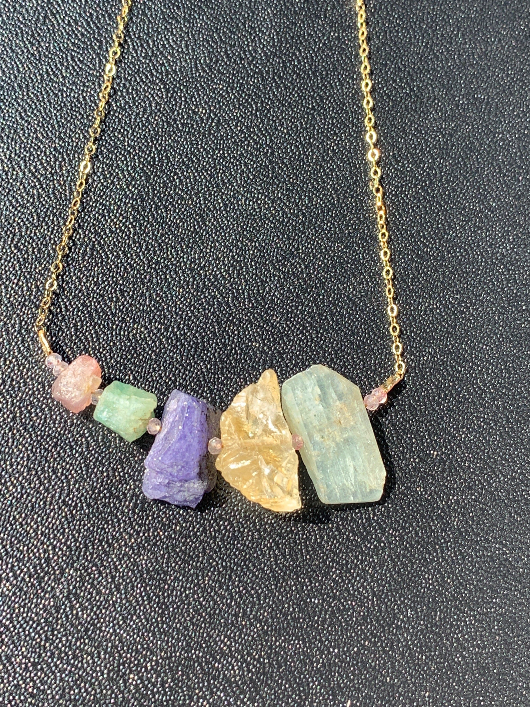 TiiNA Mixed Raw Crystal Necklace Top View