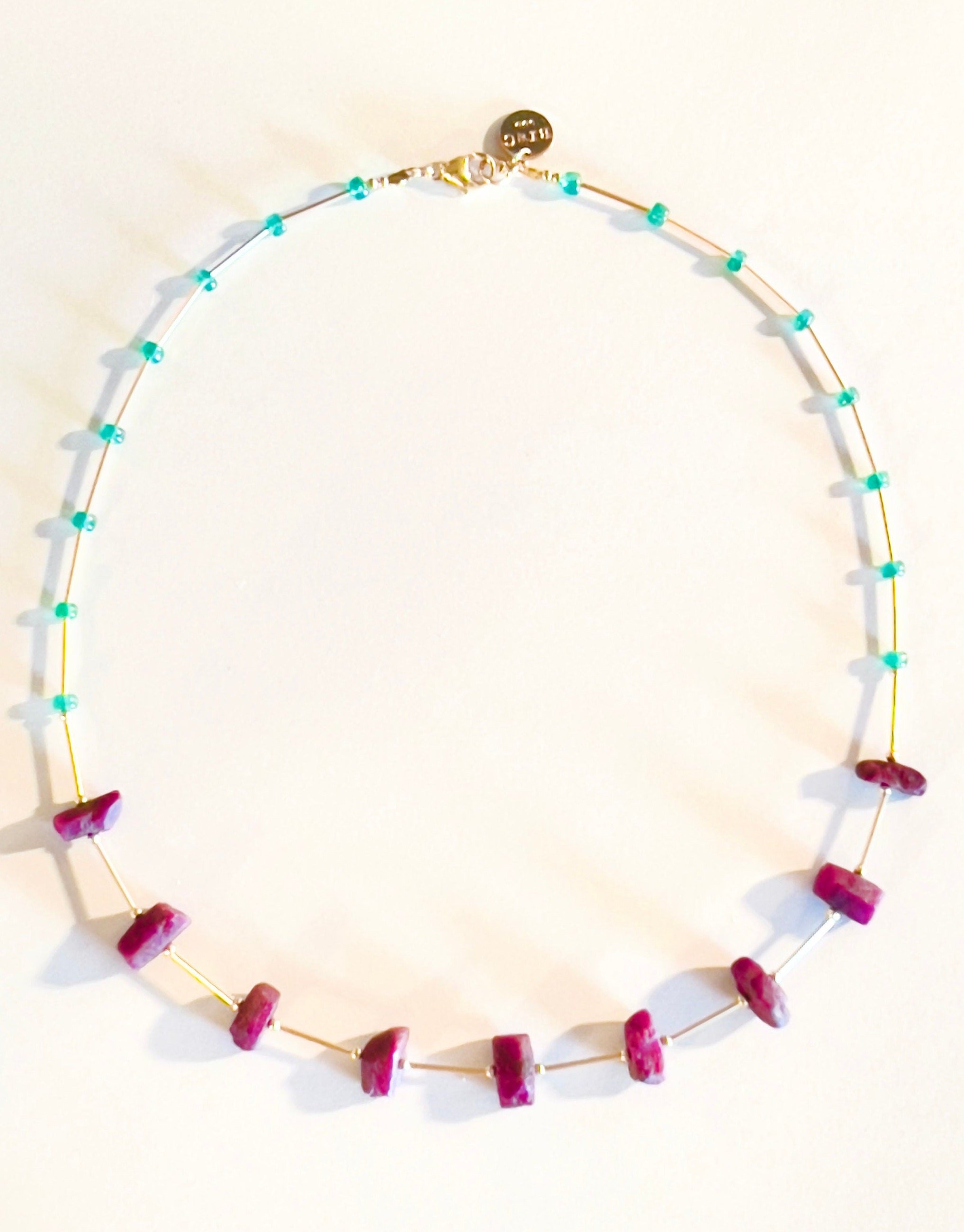 CHRYSSA Ruby Emerald Necklace Front View