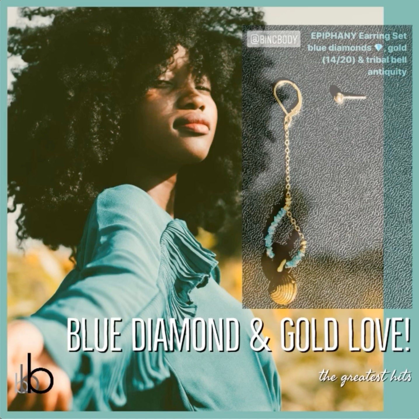 EPIPHANY Blue Diamonds Asymmetrical Earring Set Press Shot