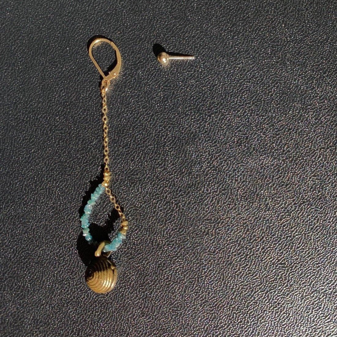EPIPHANY Blue Diamonds Asymmetrical Earring Set Font View
