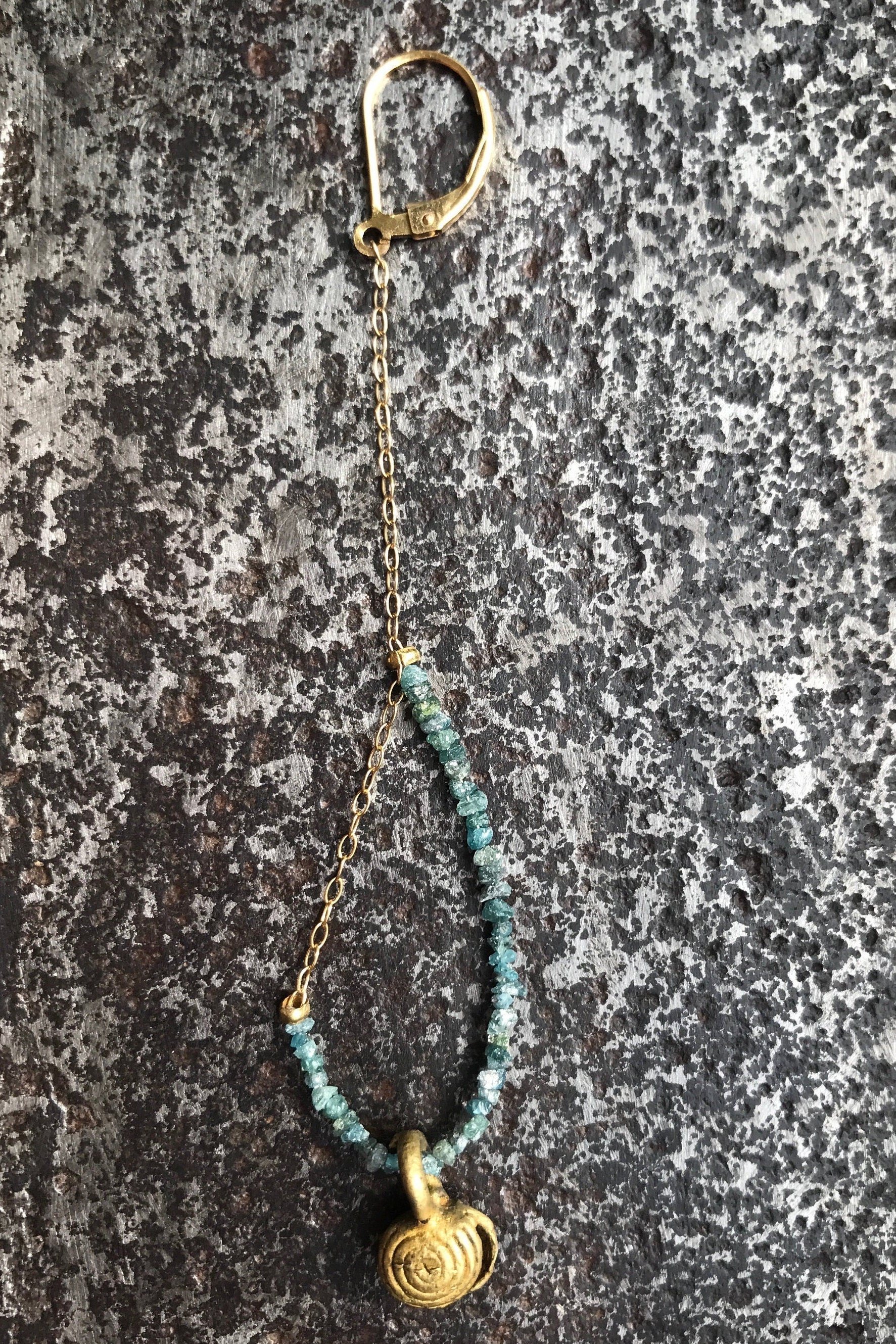 EPIPHANY Blue Diamonds Asymmetrical Earring Set Top View