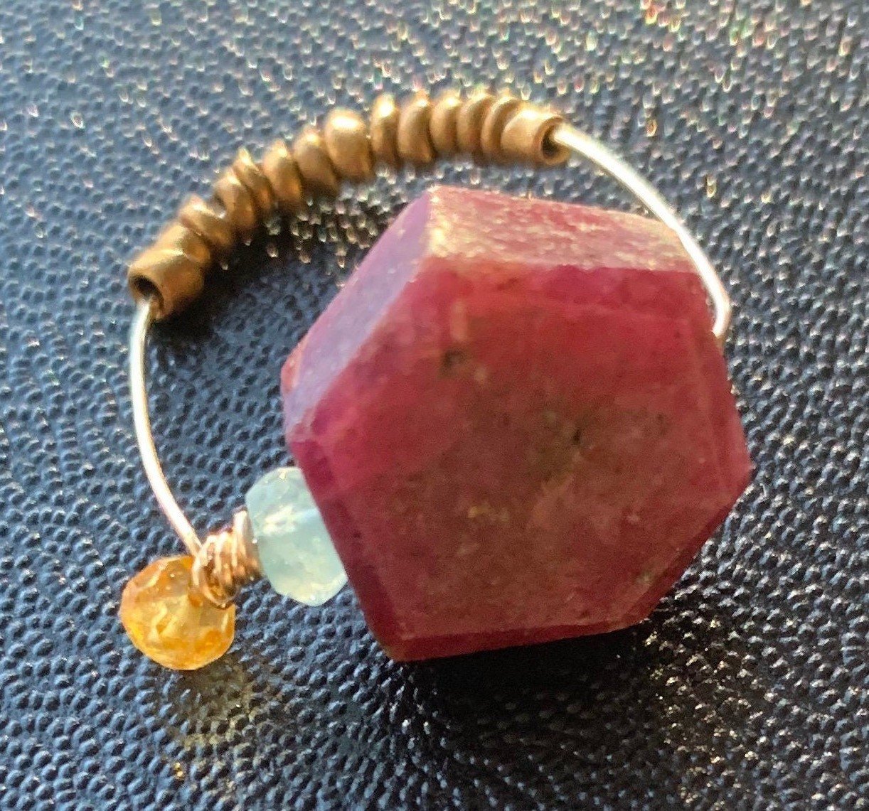 BIRMINGHAM Ruby Fidget Ring Close Up View