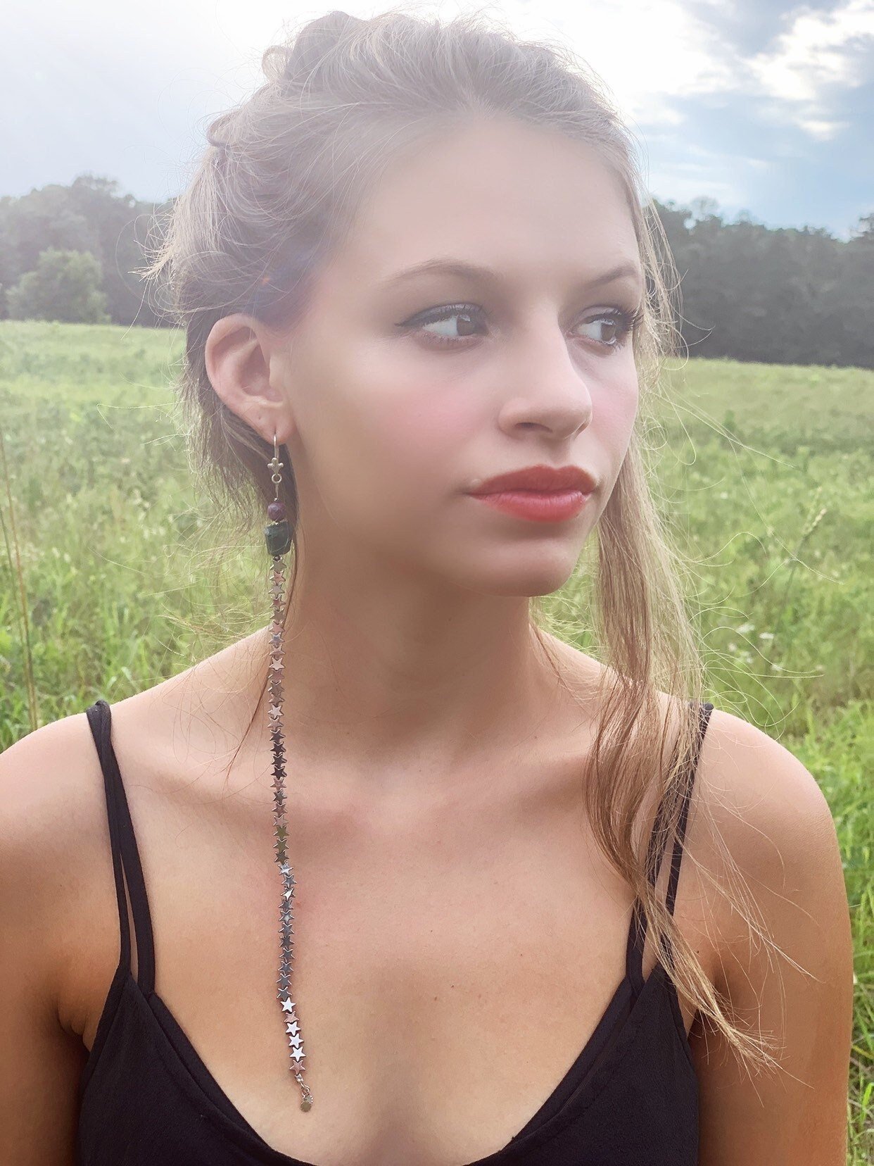 IVY Asymmetric Mismatch Earring Set Model Wearing