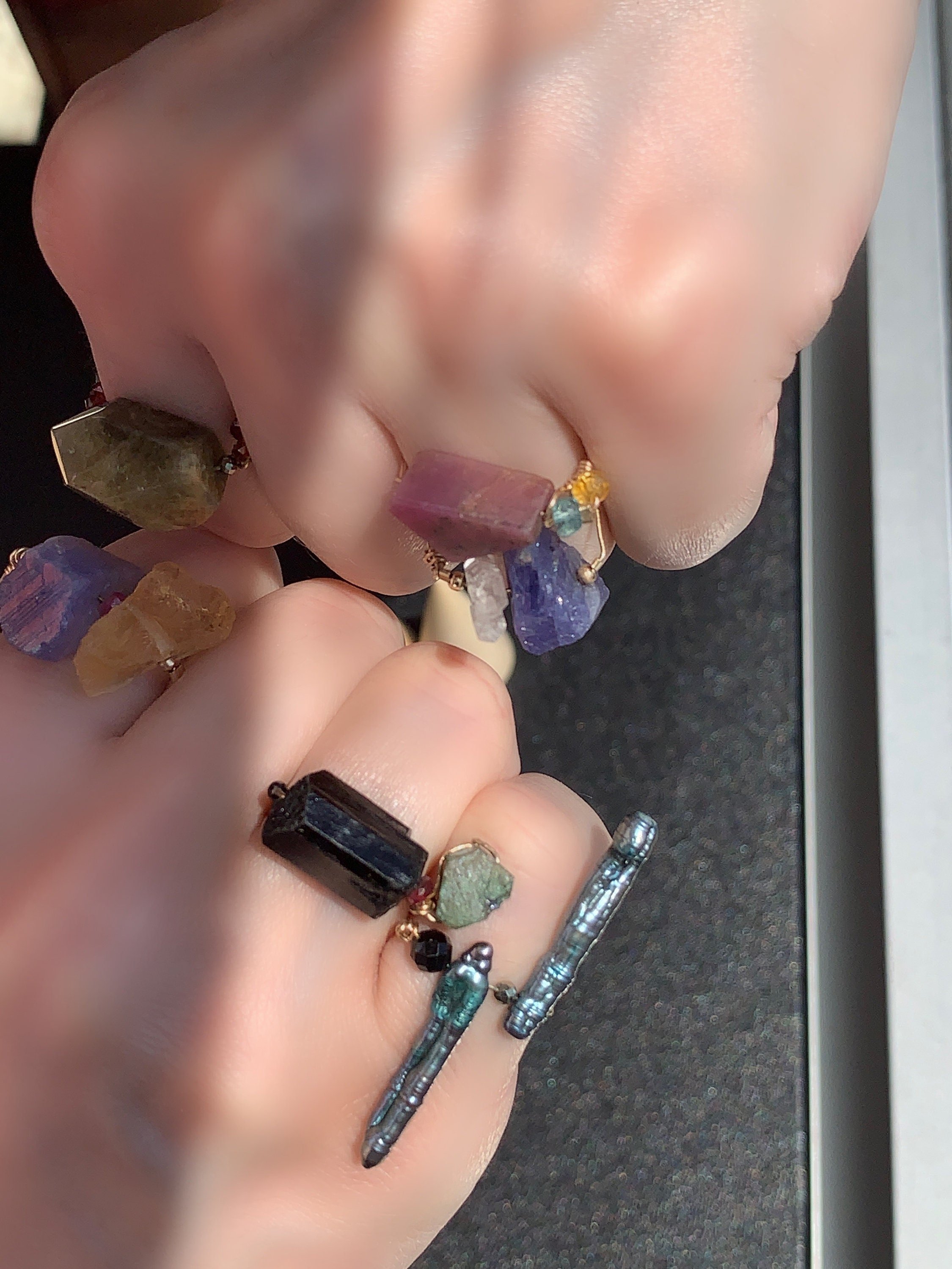 DARJEELING Crystal Fidget Ring Model Wearing On Finger
