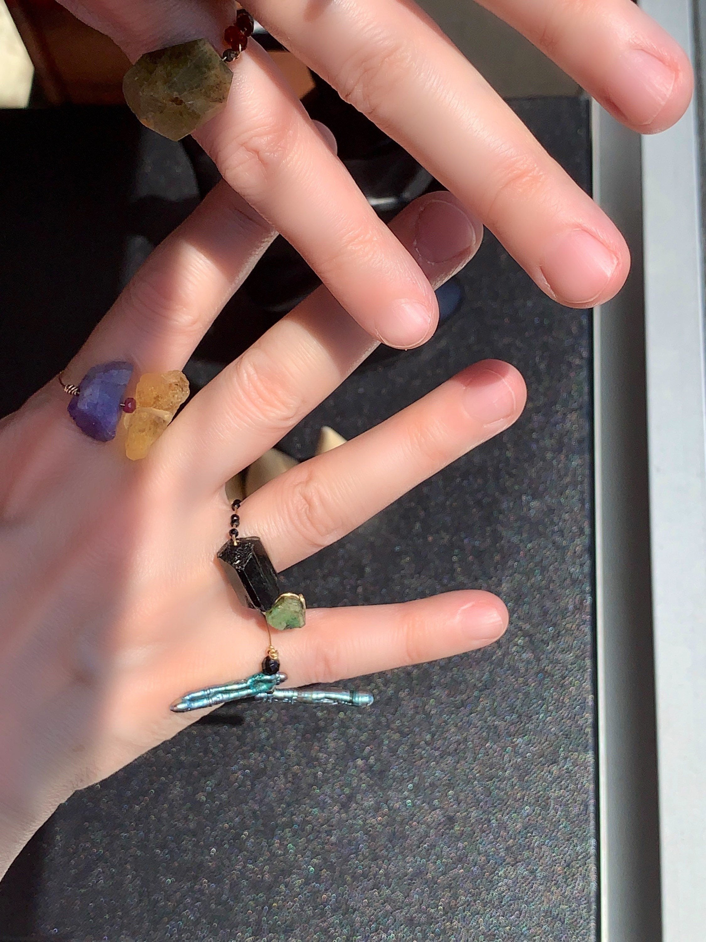 DARJEELING Crystal Fidget Ring Model Wearing On Finger