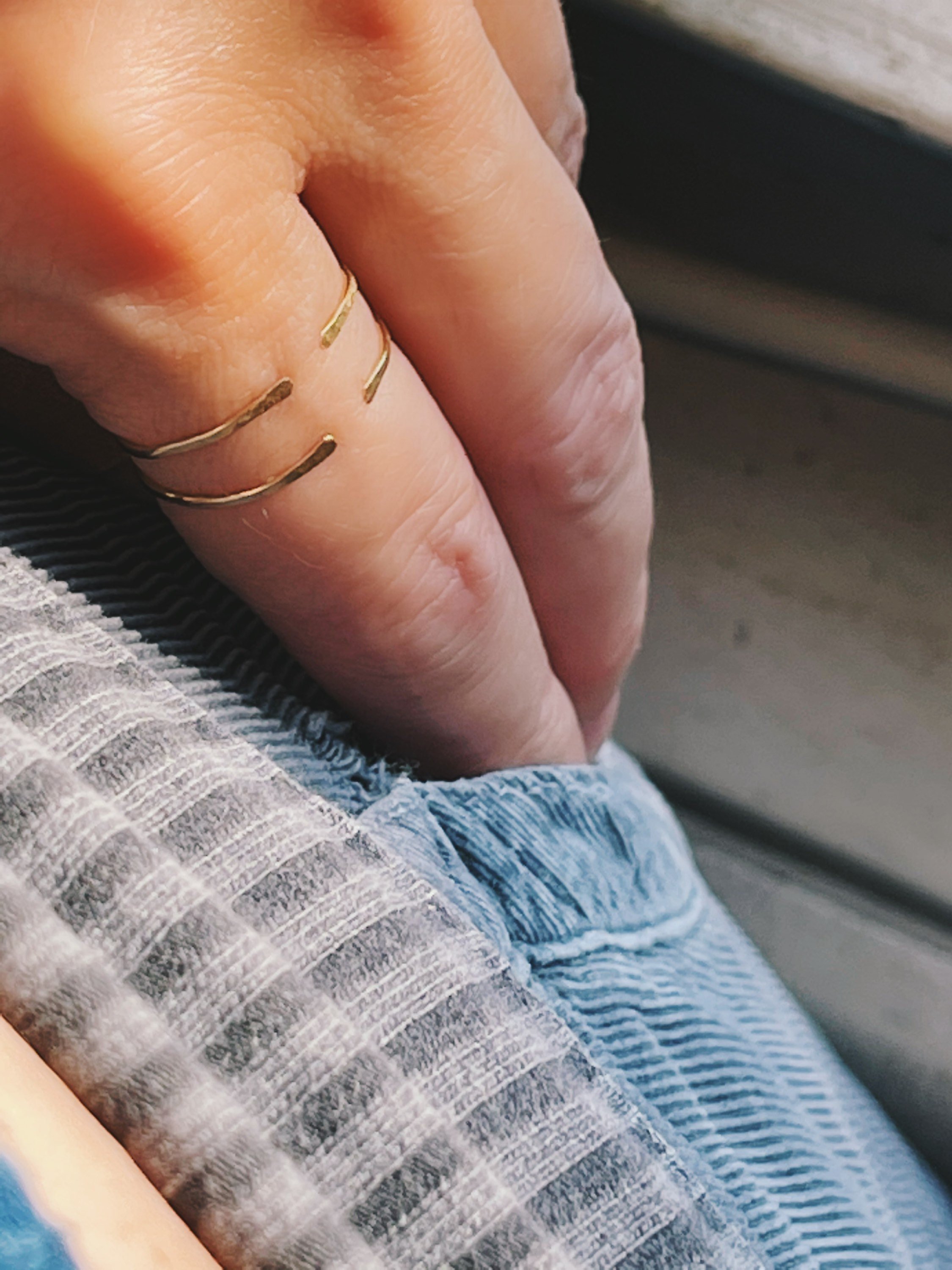 KAI Split Ring Model Wearing Up Close