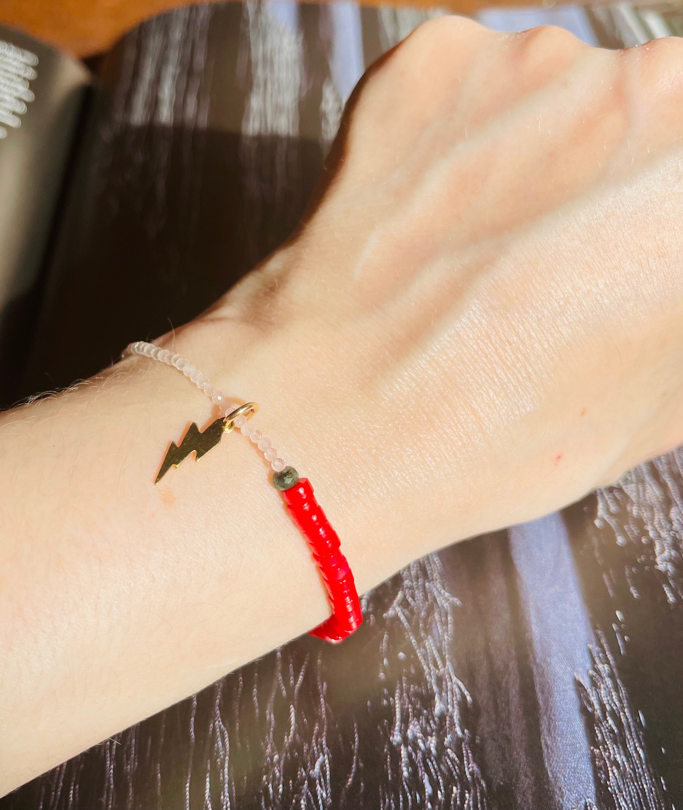 PEONY Bracelet Top Angle View Model Wearing On Wrist