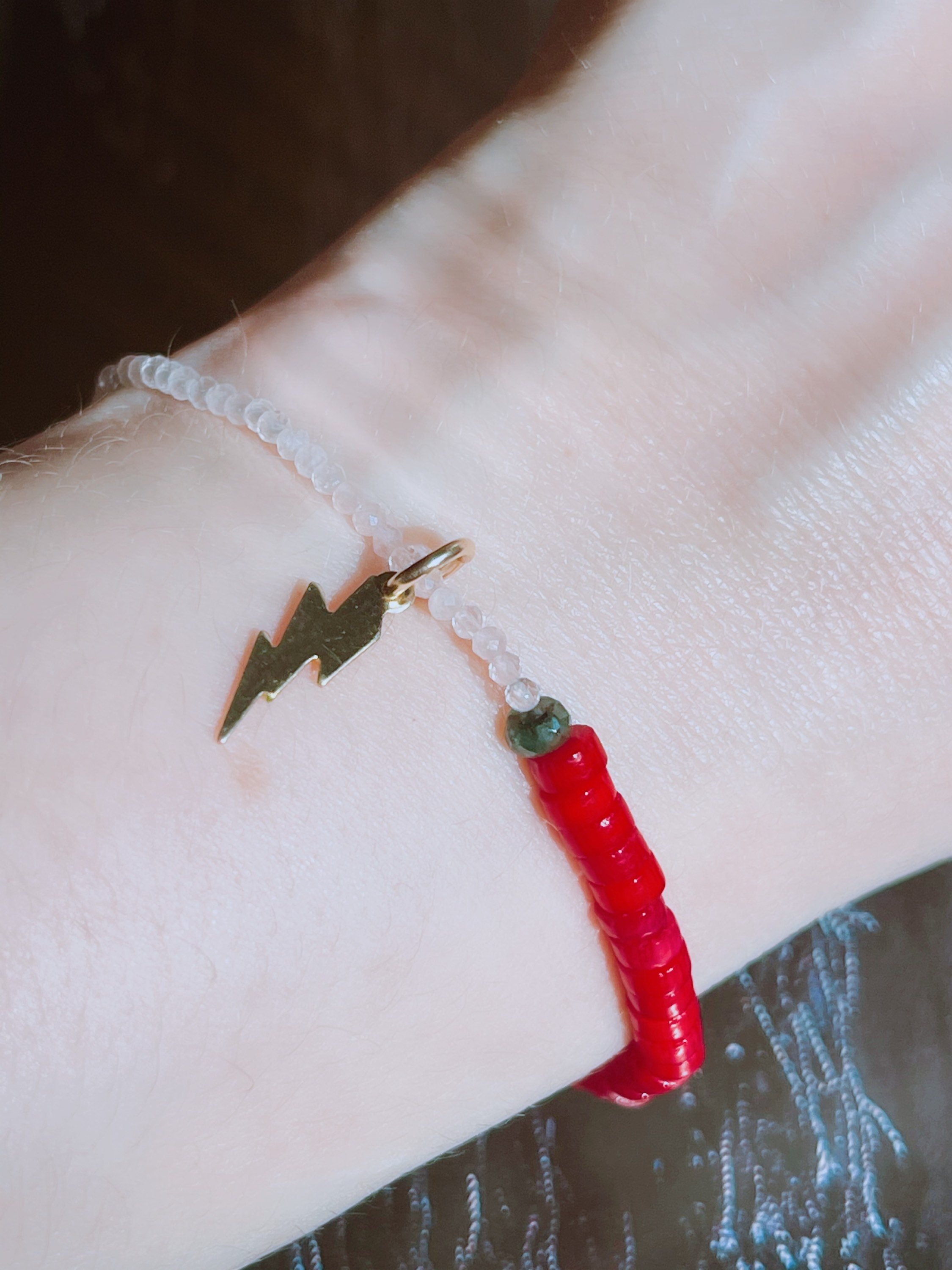 PEONY Bracelet Model Wearing Up Close View