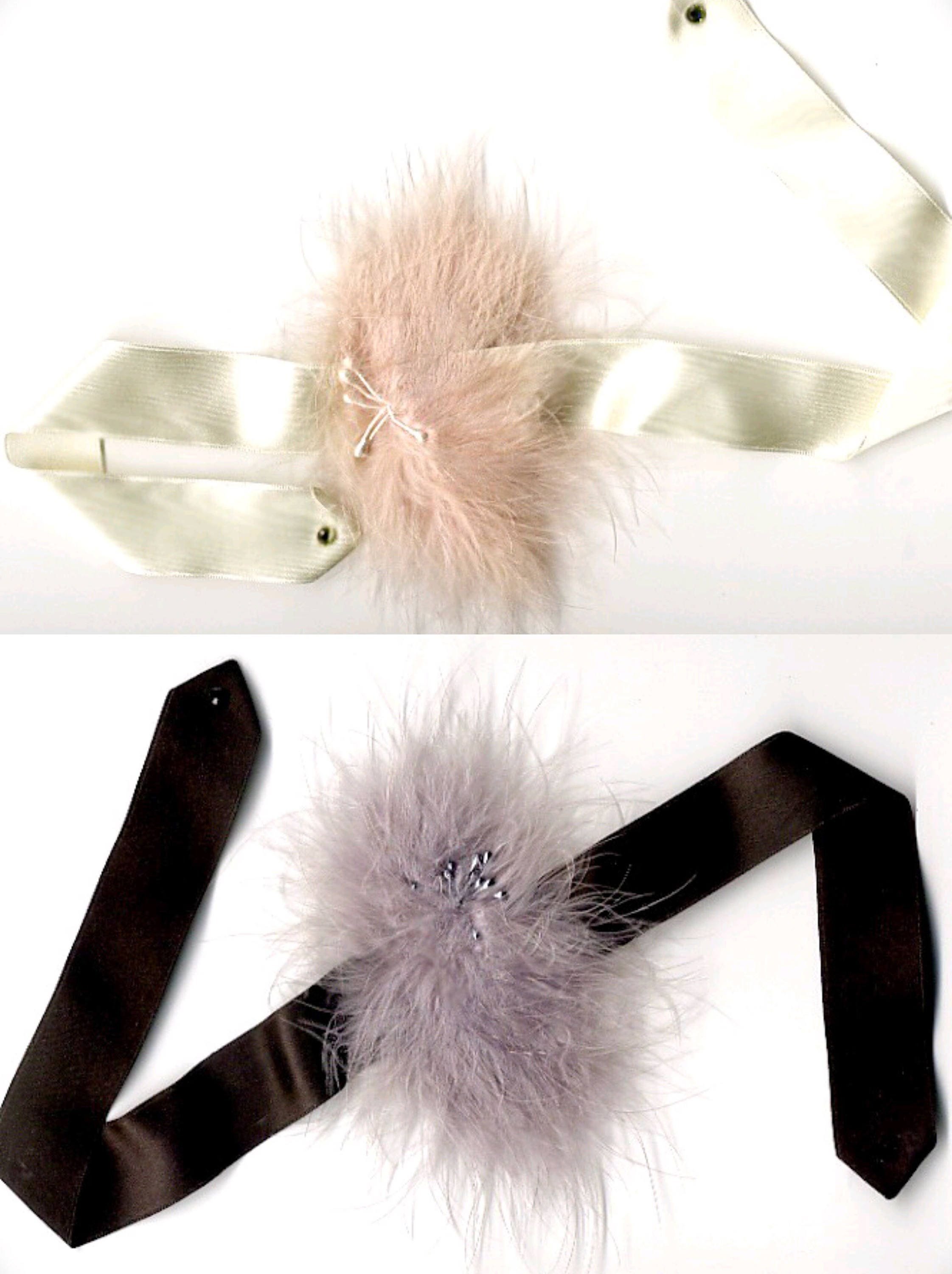LANE Marabou Puff Feather Choker Top View