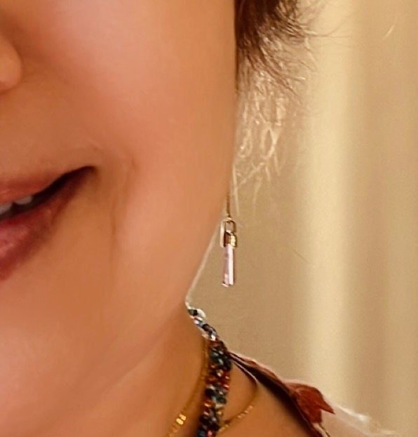MEADOW Threader Earrings Model Wearing On Ear