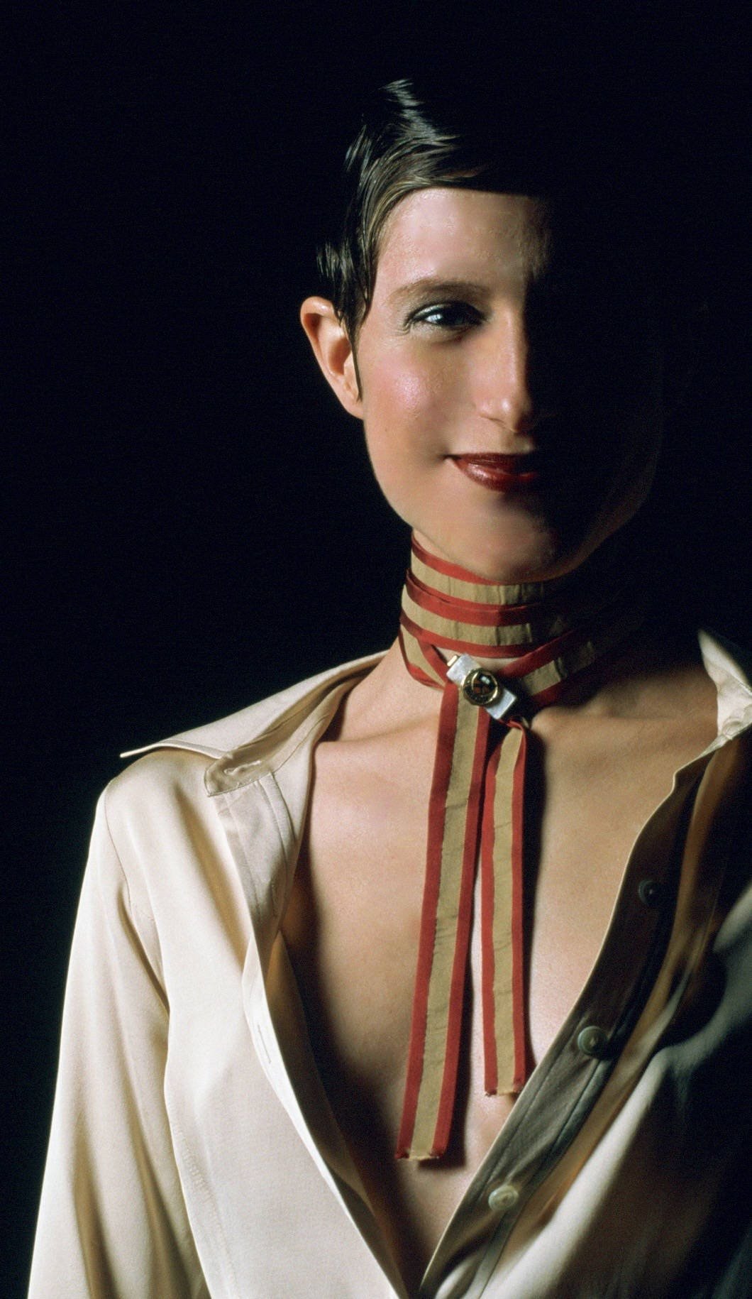 PRINCETON Skinny Silk Scarf Model Wearing