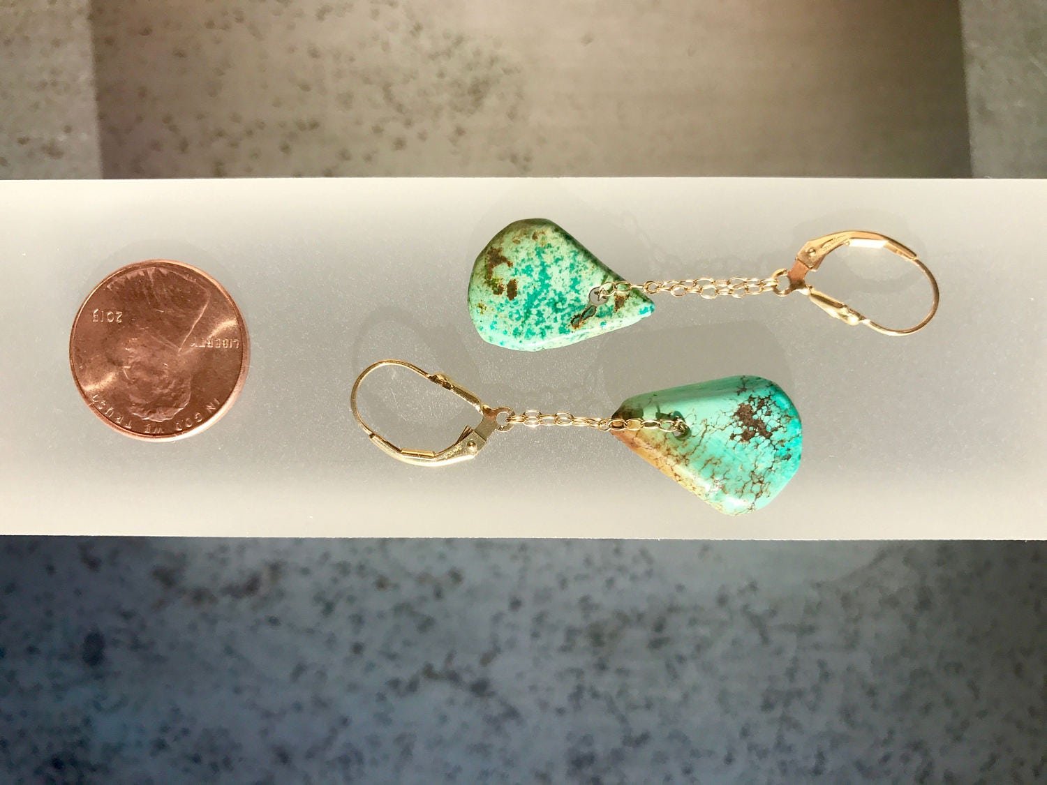 PHOENIX Mini Turquoise Earrings Top Angle View