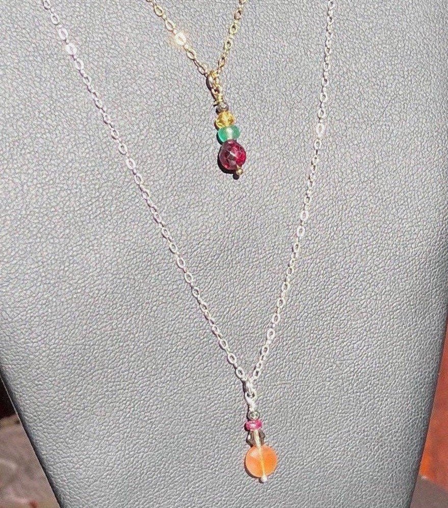WAABSHKA MEMENGWAN Double-Chain Crystal Necklace Front View