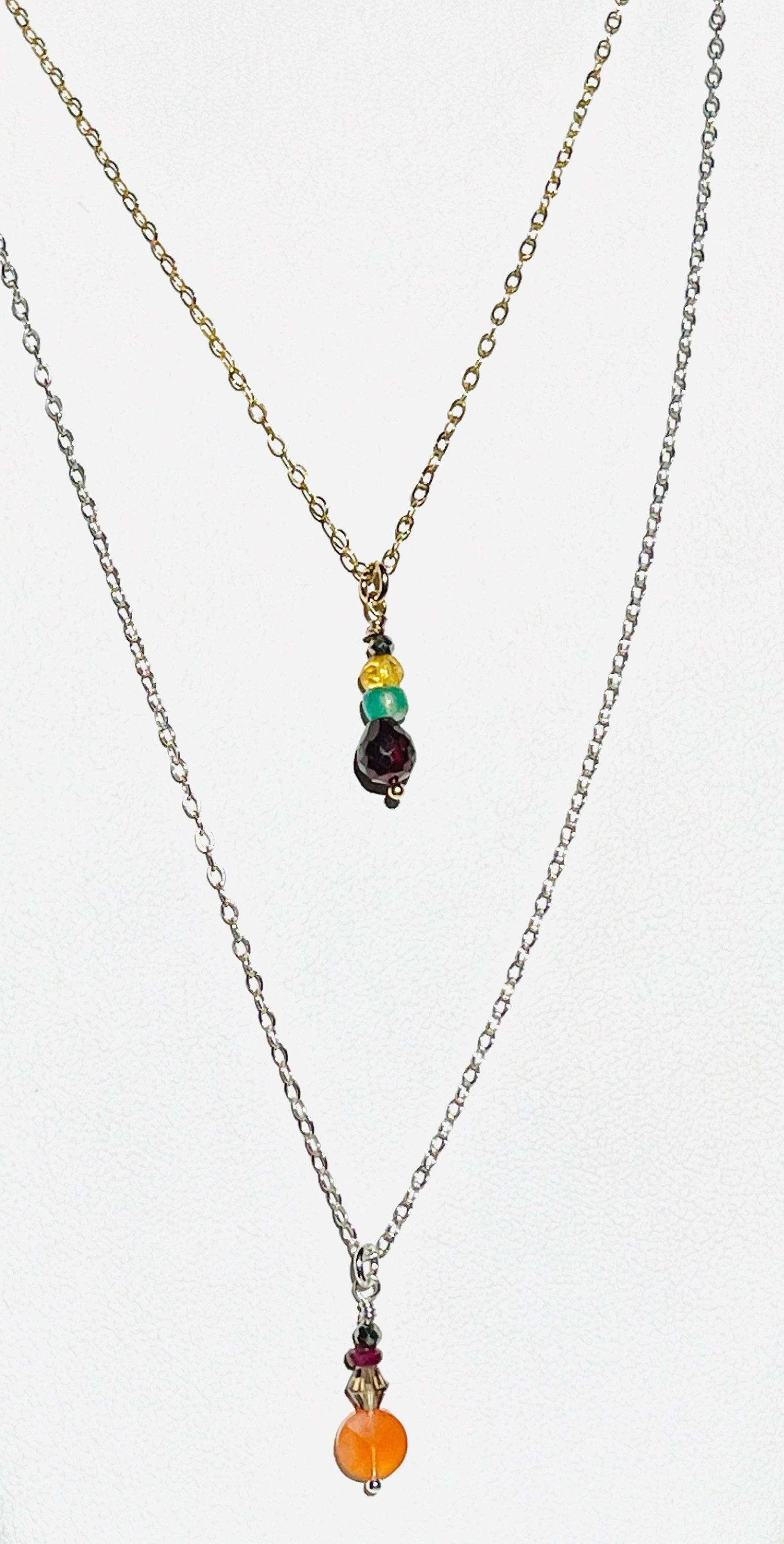 WAABSHKA MEMENGWAN Double-Chain Crystal Necklace Front View