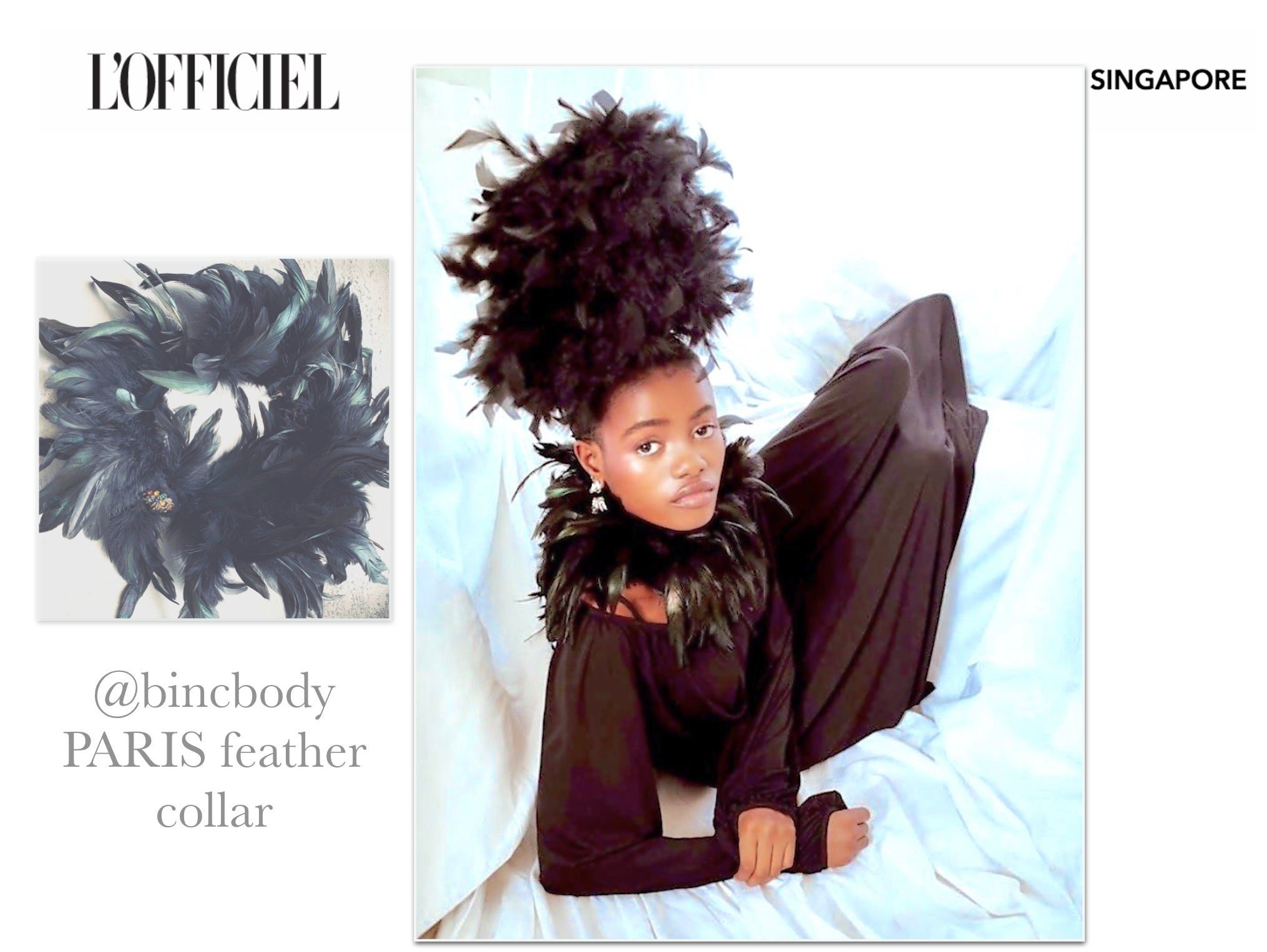 PARIS Feather Collar Shoulder Warmer Crown Necklace Press Shot