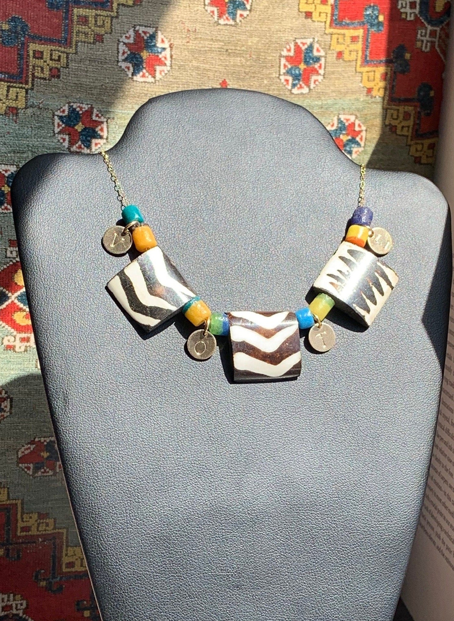 MICHELLE Beaded Necklace Hanging On Display