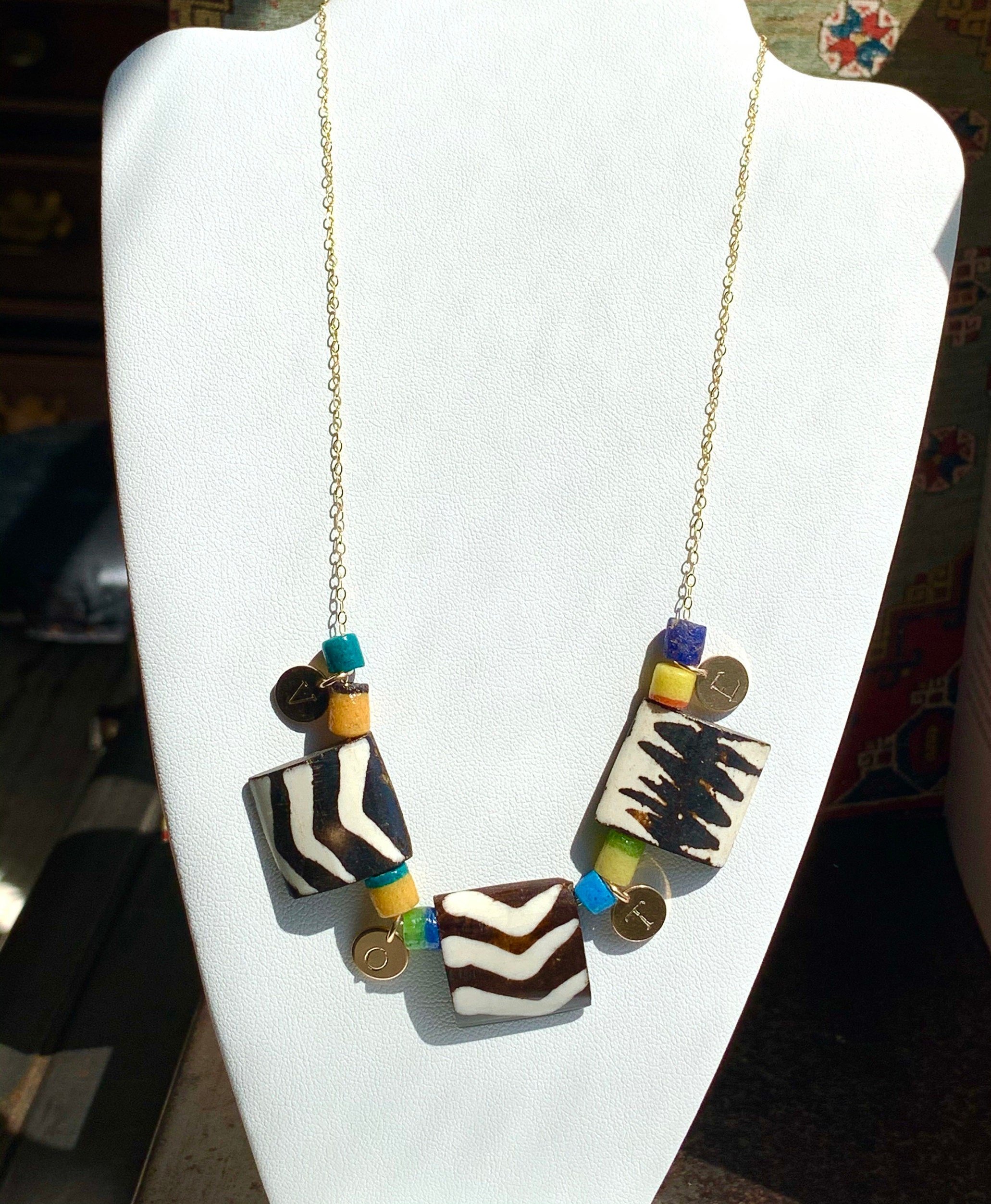 MICHELLE Beaded Necklace Hanging On Display