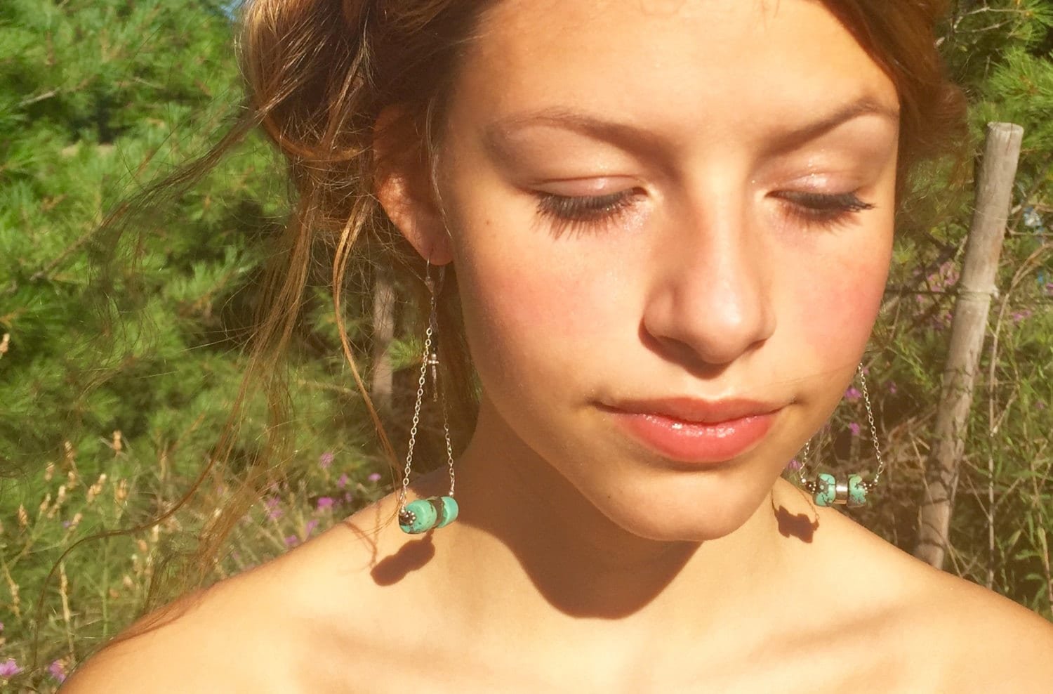 KELLY Egyptian Inspired Tiered Earrings Model Wearing
