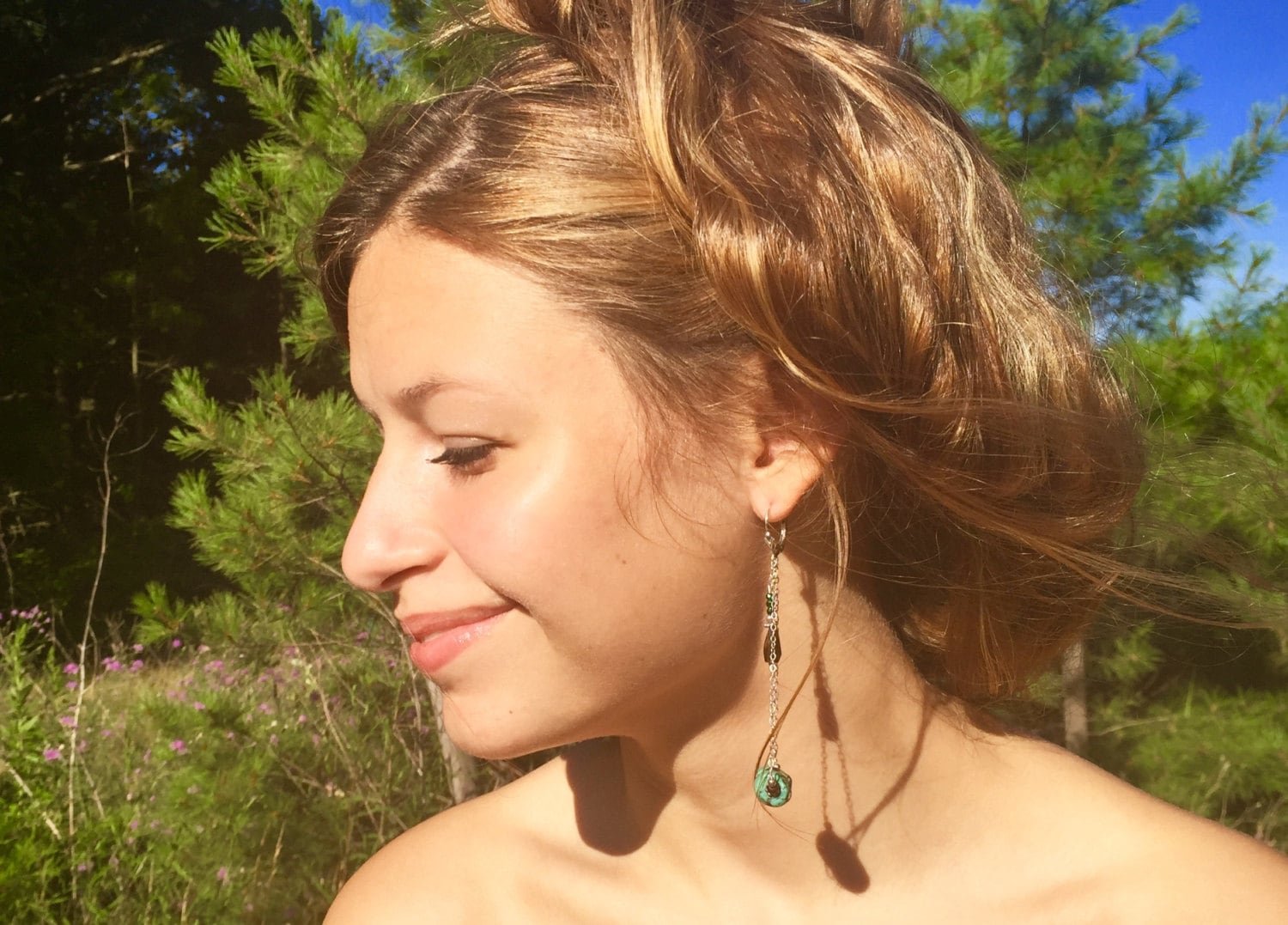 KELLY Egyptian Inspired Tiered Earrings Model Wearing