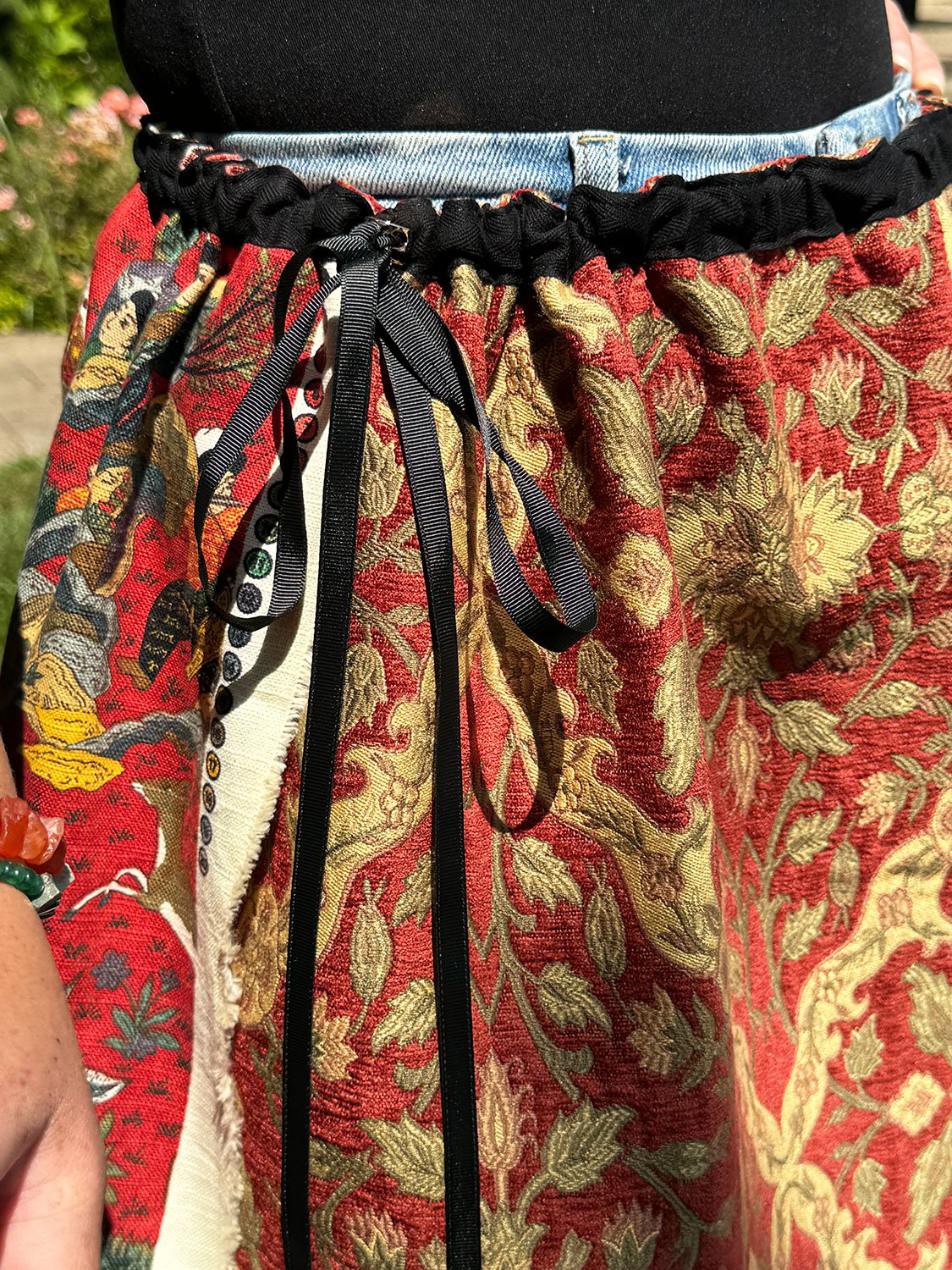 Piper overskirt on model front view shown worn over denim trousers