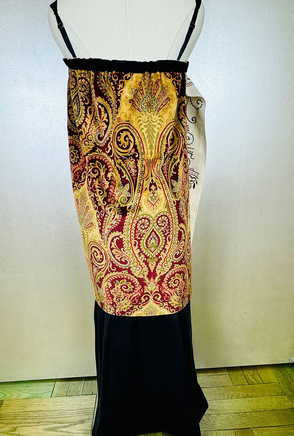 Piper skirt on mannequin shown as strapless dress back view