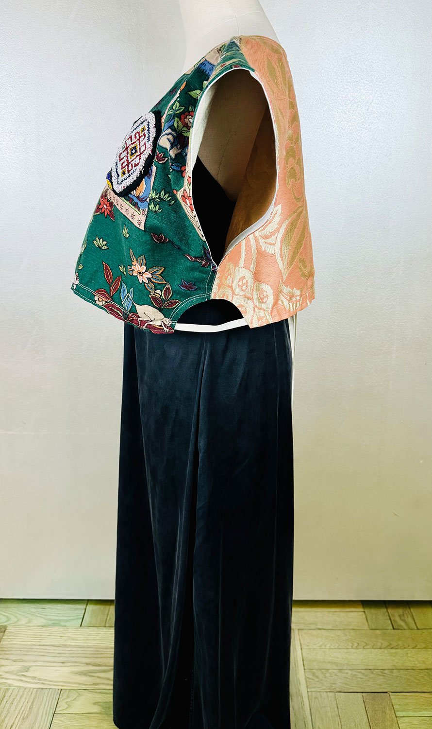 Frida Capelet side view and shown on mannequin