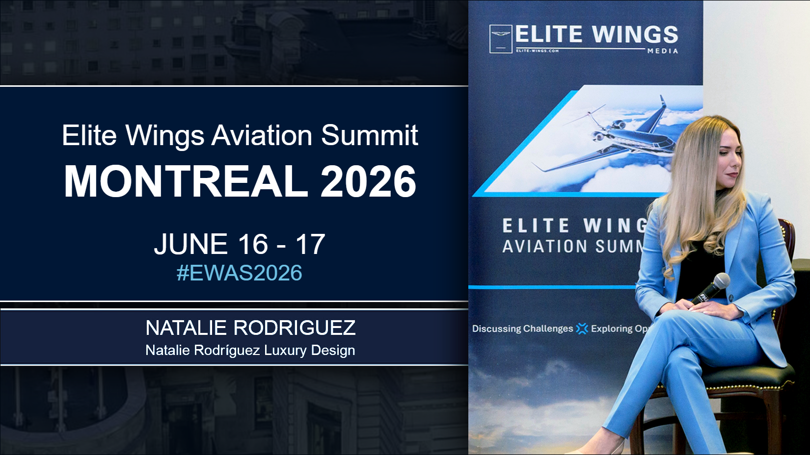 NATALIE RODRIGUEZ TO SPEAK AT ELITE WINGS AVIATION SUMMIT ON 16 - 17 JUNE 2026, Montreal, QC, Canada