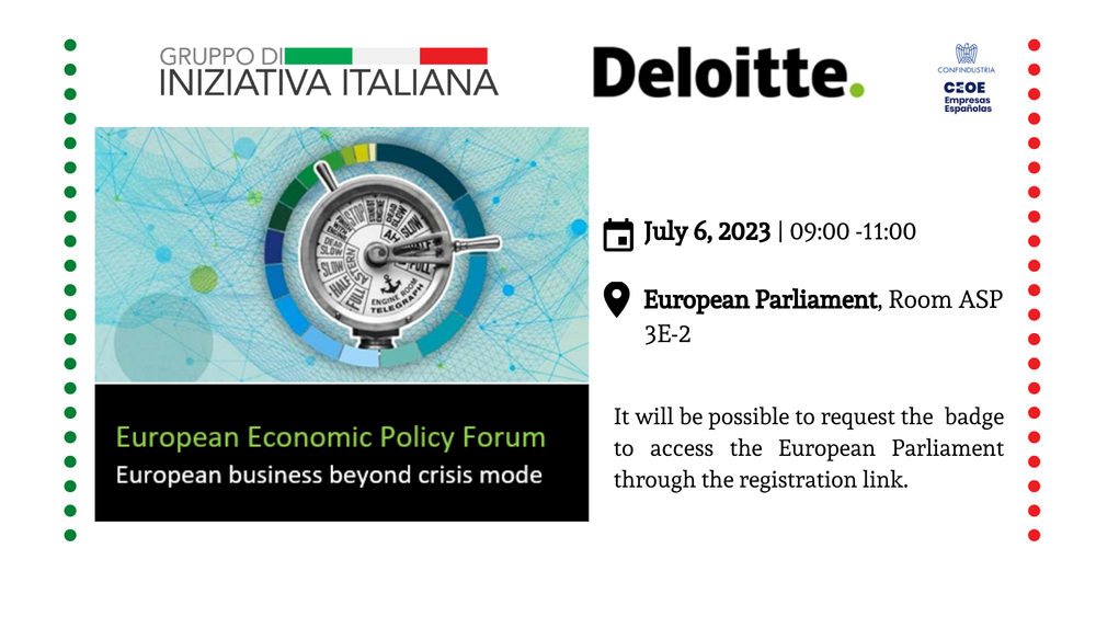 European Economic Policy Forum il 6 luglio a Bruxelles