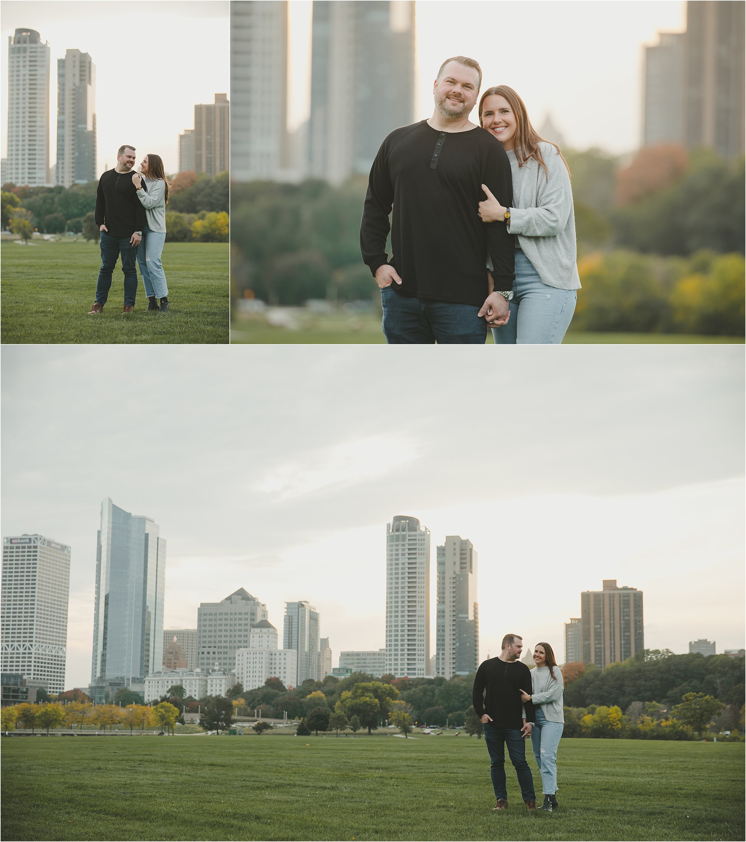 02-relaxed-candid-golden-hour-engagement-photos-lakefront-downtown.JPG
